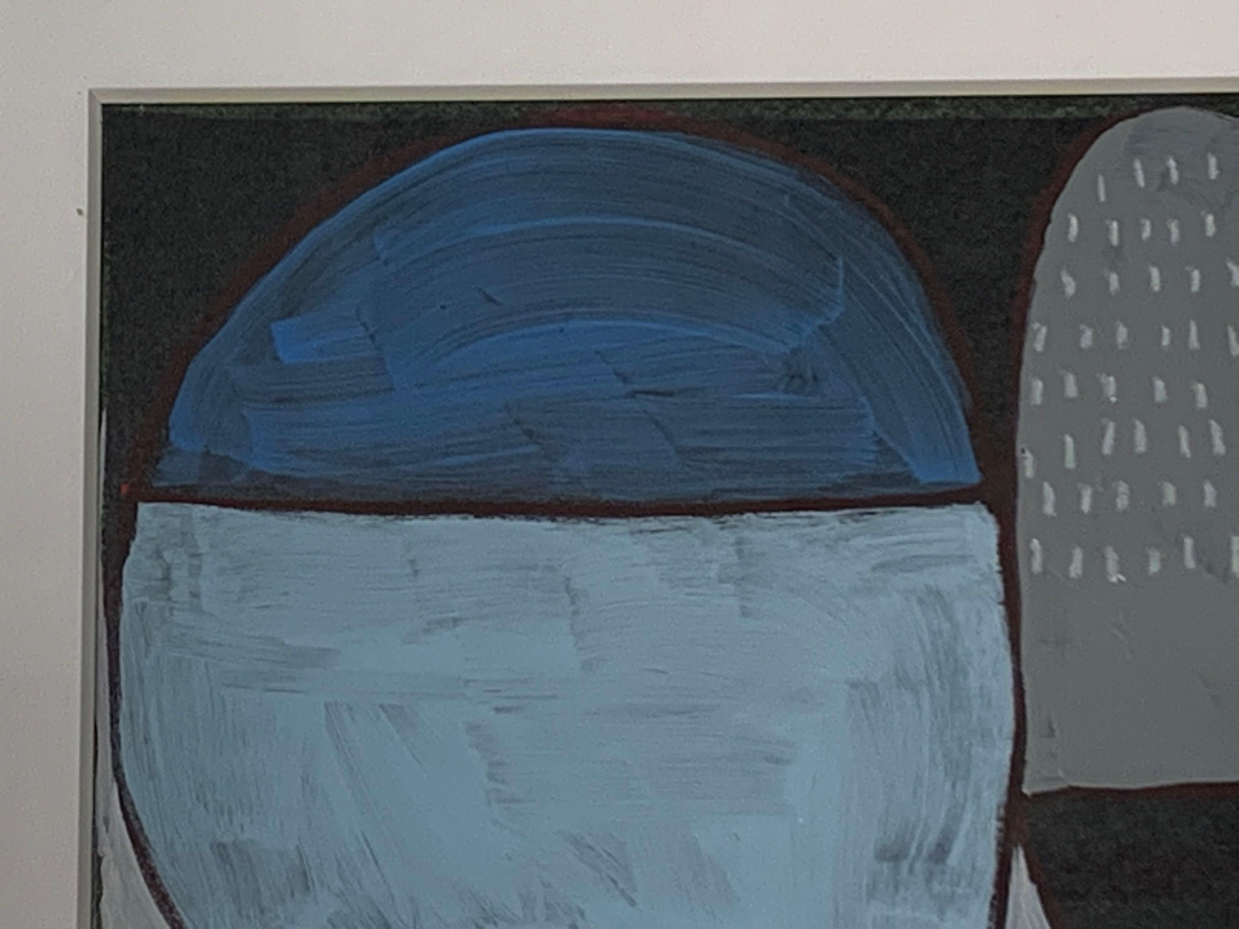 XXIe siècle et contemporain Peinture abstraite à la gouache bleue, grise et noire de Shawn Savage, USA, contemporaine en vente