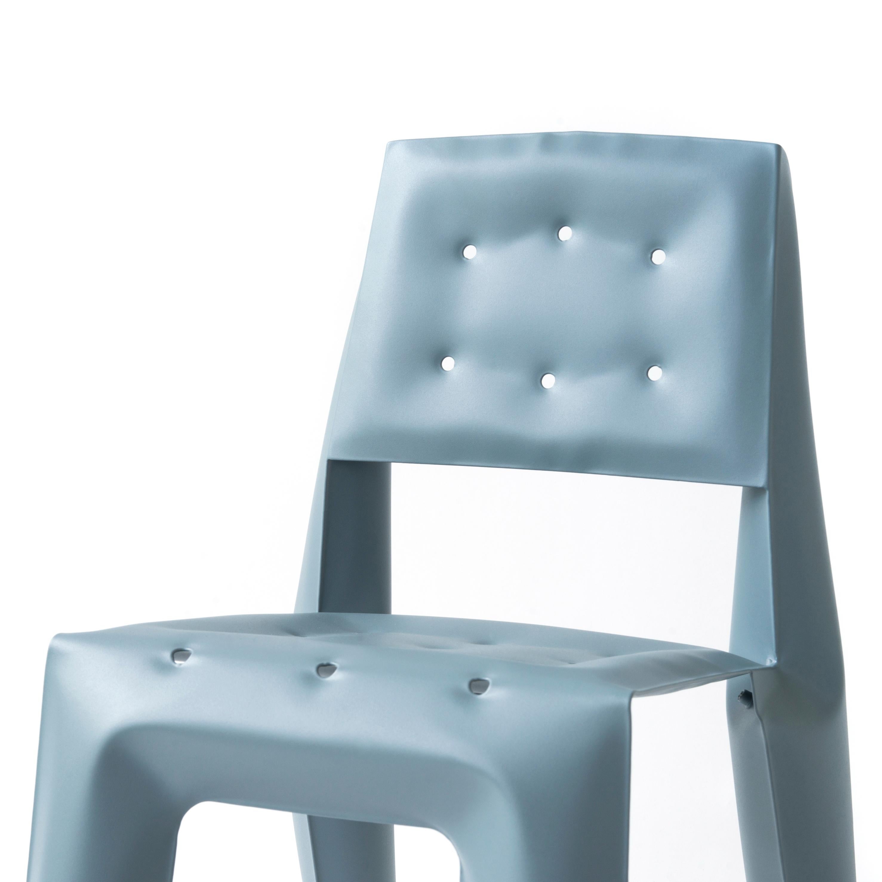 Contemporary Blue Grey Carbon Steel Chippensteel 0.5 Sculptural Chair by Zieta For Sale