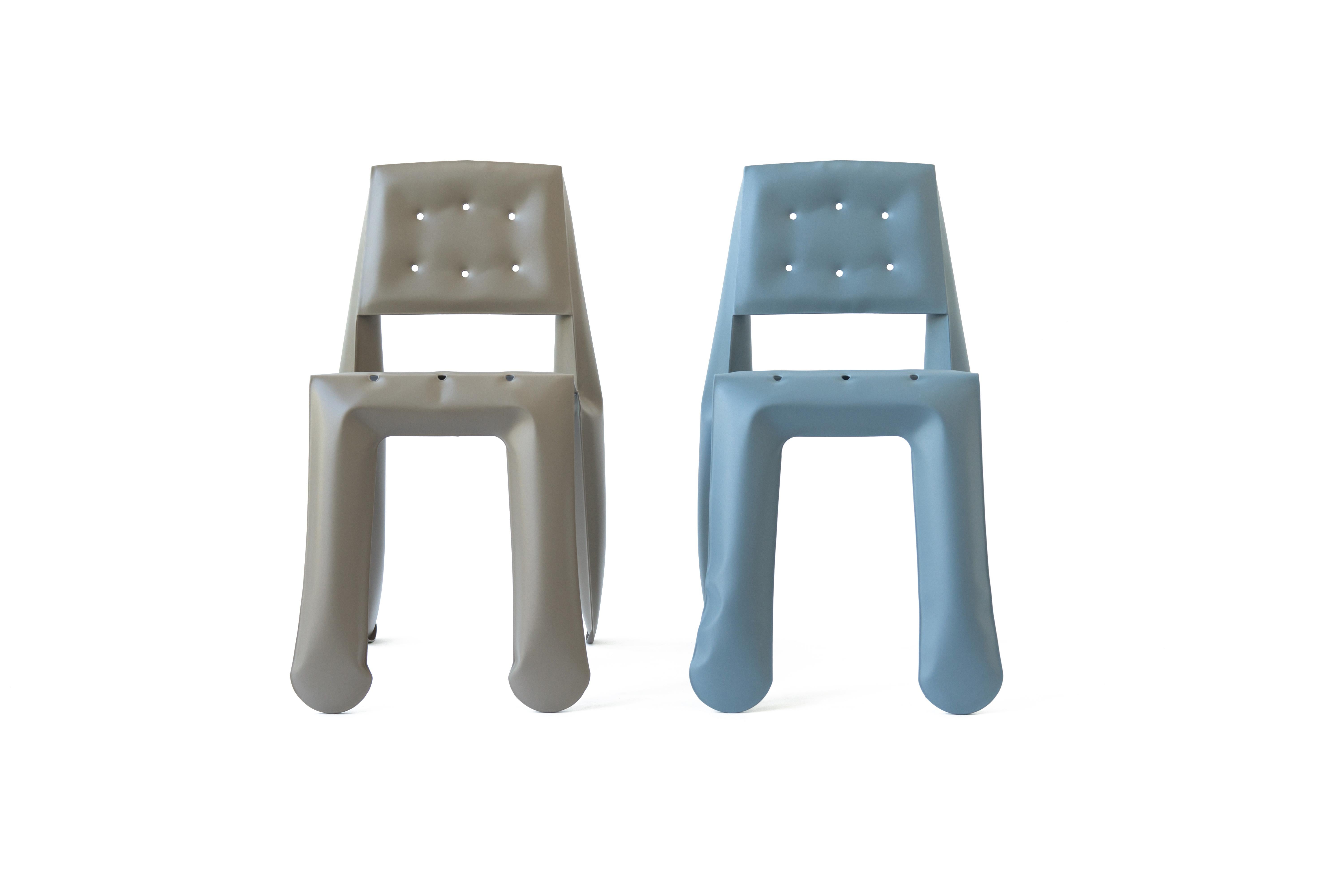 Blue Grey Carbon Steel Chippensteel 0.5 Sculptural Chair by Zieta For Sale 3