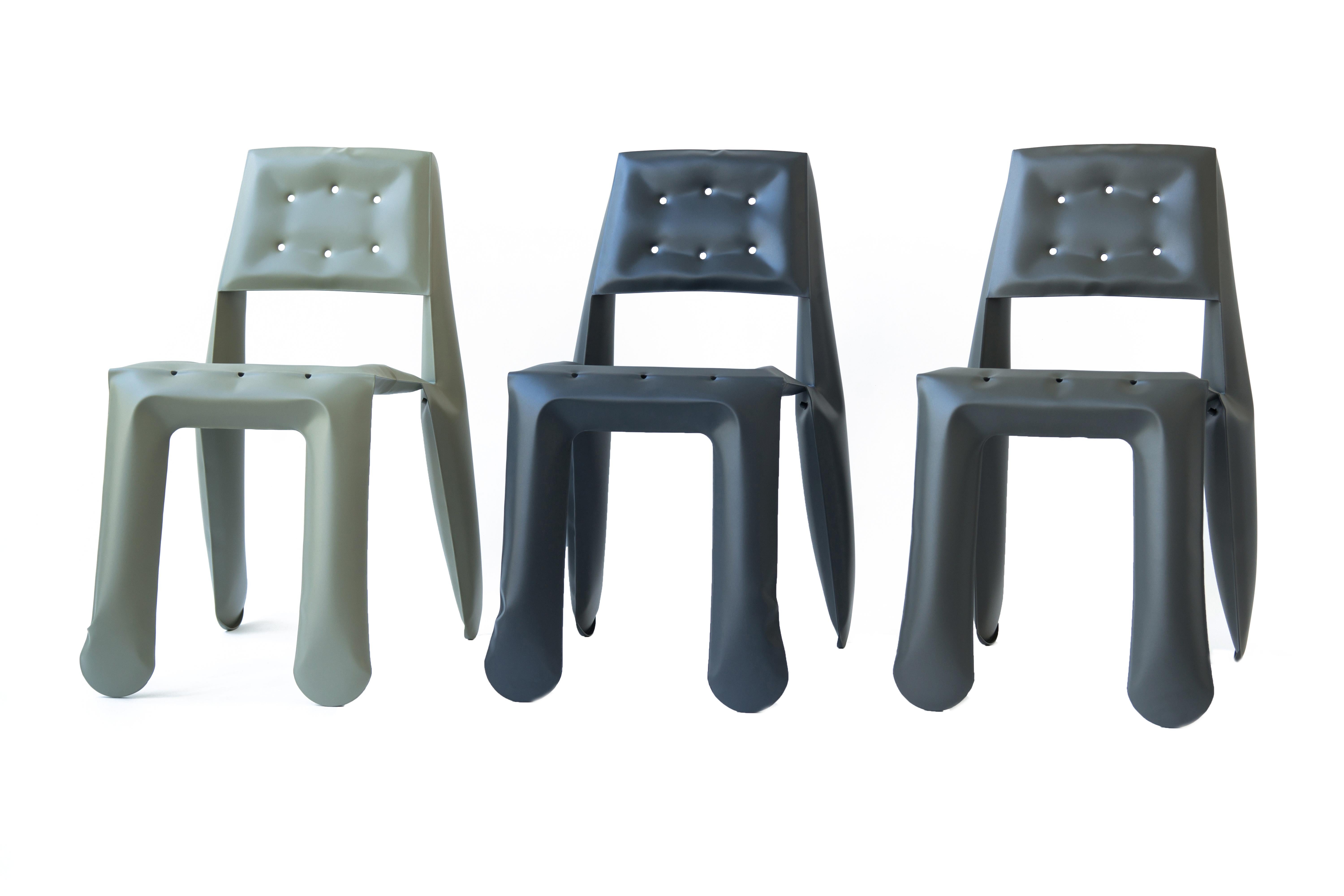 Blue Grey Carbon Steel Chippensteel 0.5 Sculptural Chair by Zieta For Sale 4