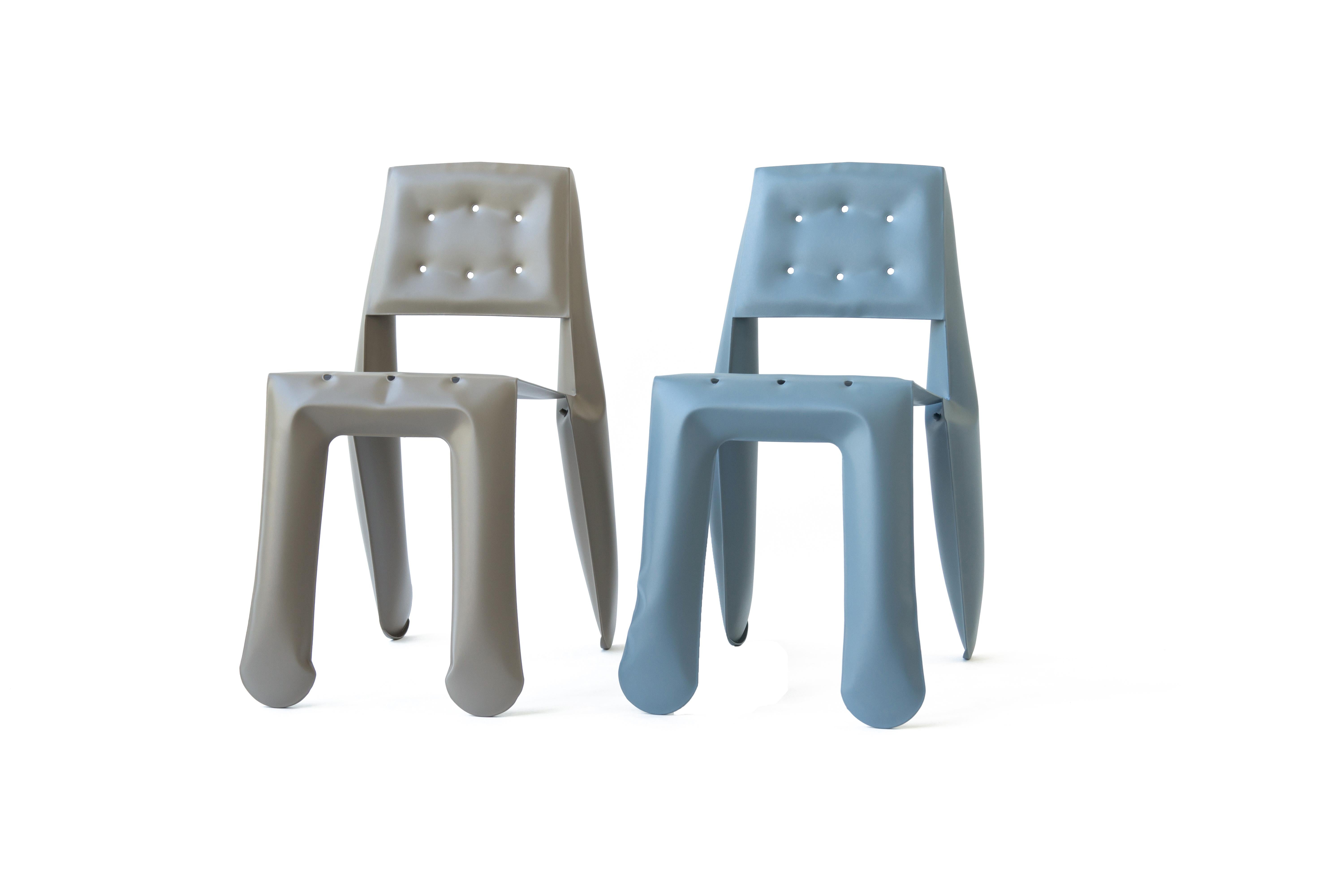 Blue Grey Carbon Steel Chippensteel 0.5 Sculptural Chair by Zieta For Sale 6
