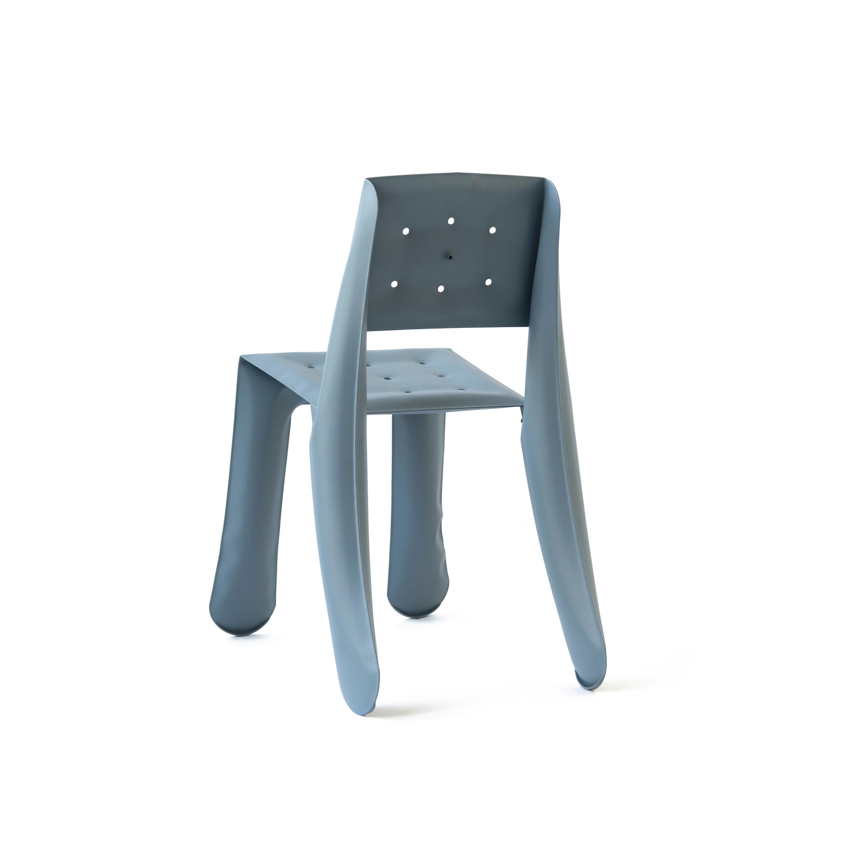 Blue Grey Carbon Steel Chippensteel 0.5 Sculptural Chair by Zieta In New Condition For Sale In Geneve, CH