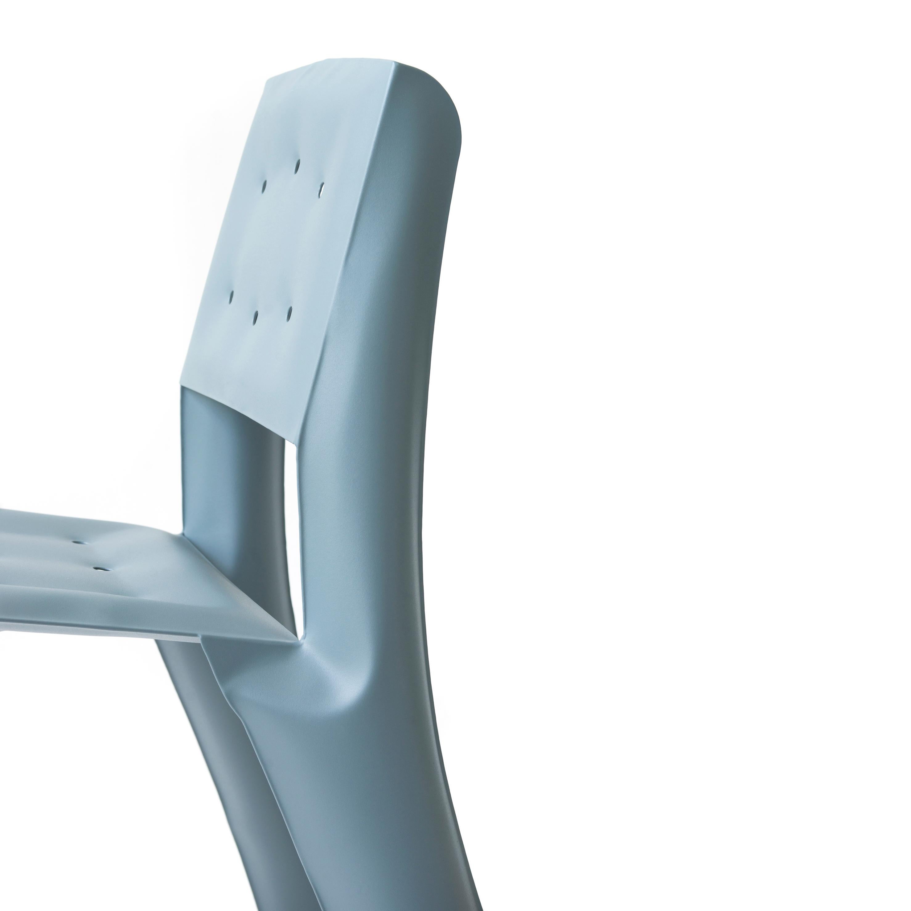 Blue Grey Carbon Steel Chippensteel 0.5 Sculptural Chair by Zieta For Sale 1