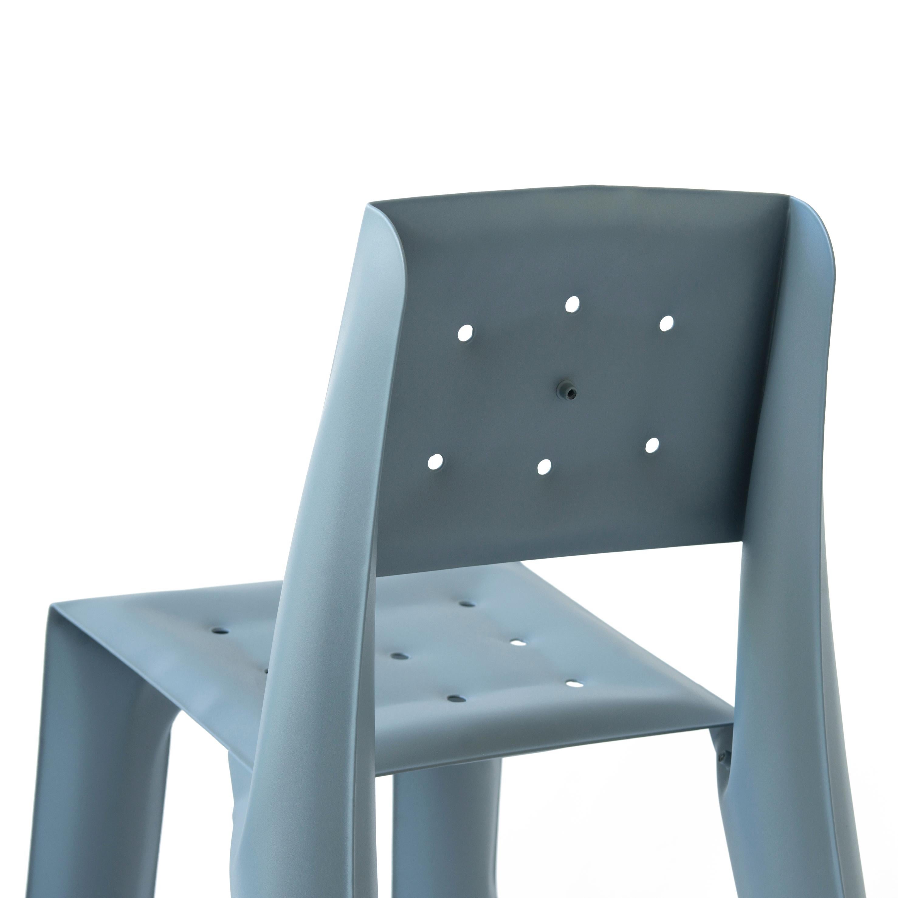 Blue Grey Carbon Steel Chippensteel 0.5 Sculptural Chair by Zieta For Sale 2