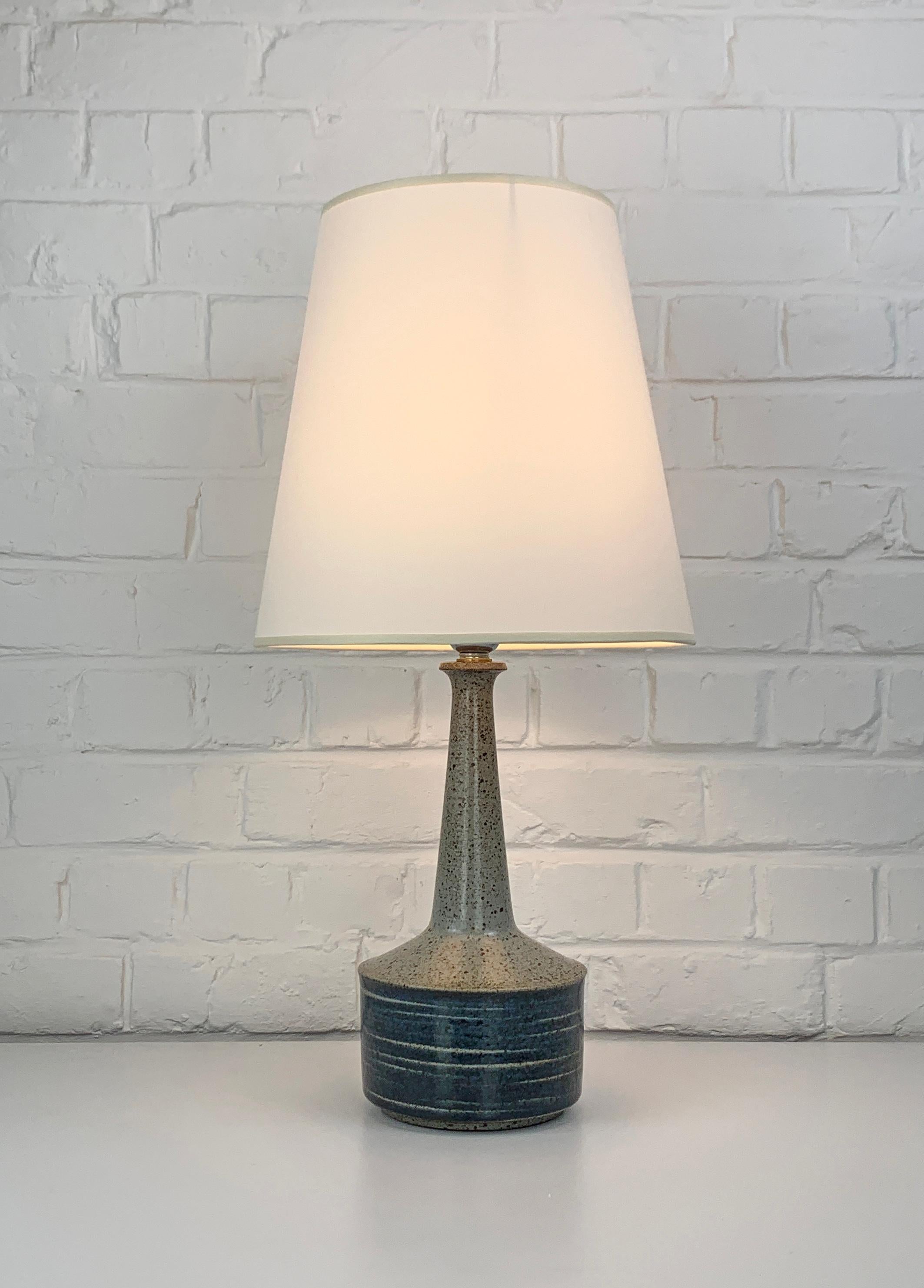 Scandinavian Modern Blue Grey Ceramic table lamp Palshus Denmark stoneware Linnemann-Schmidt For Sale
