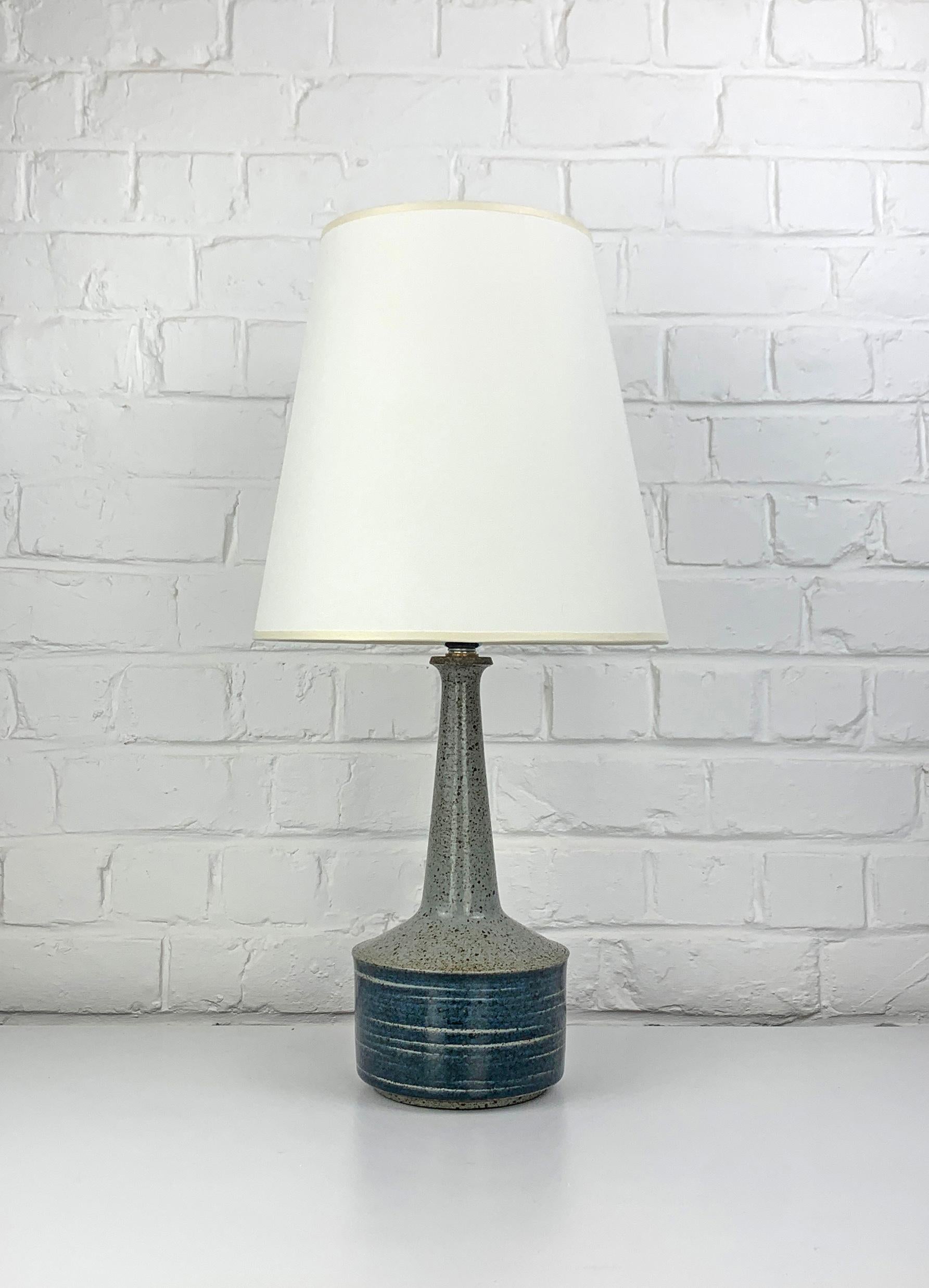 Hand-Crafted Blue Grey Ceramic table lamp Palshus Denmark stoneware Linnemann-Schmidt For Sale