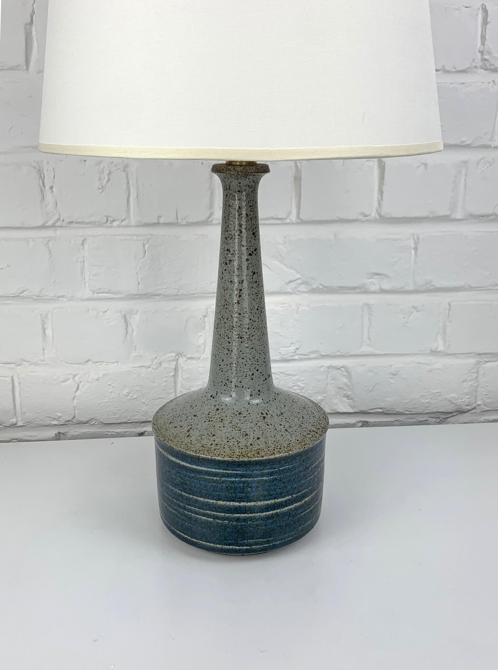 20th Century Blue Grey Ceramic table lamp Palshus Denmark stoneware Linnemann-Schmidt For Sale