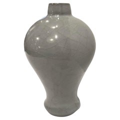 Blue/Grey Crackle Glazed Small Spout Opening Vase, China, Contemporary