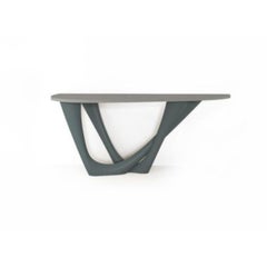 Blue Grey G-Console Duo Concrete Top and Steel Base by Zieta