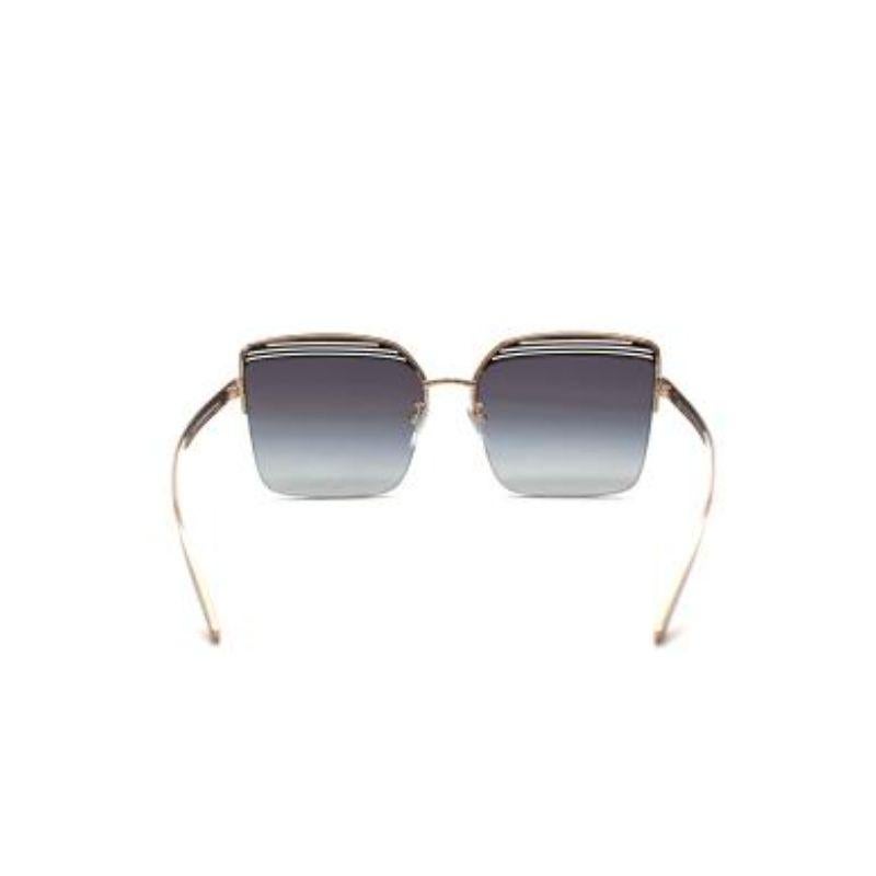Gray Blue & grey gradient lens square frame sunglasses For Sale