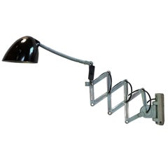 Blue Grey Industrial Scissor Wall Lamp from Elektroinstala, 1960s