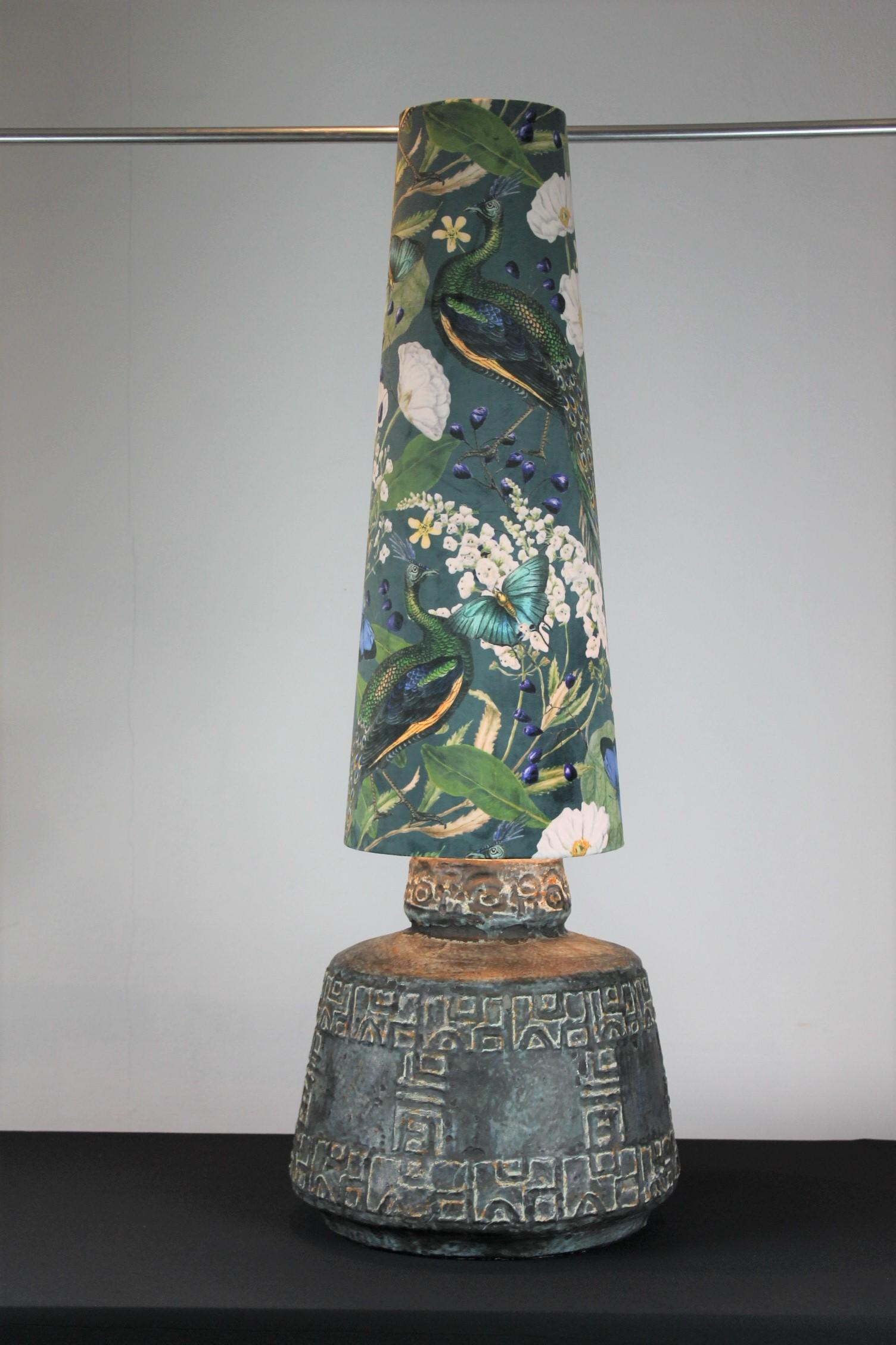 Blue Grey Pottery Floor Lamp Base, large table lamp base  In Good Condition For Sale In Antwerp, BE