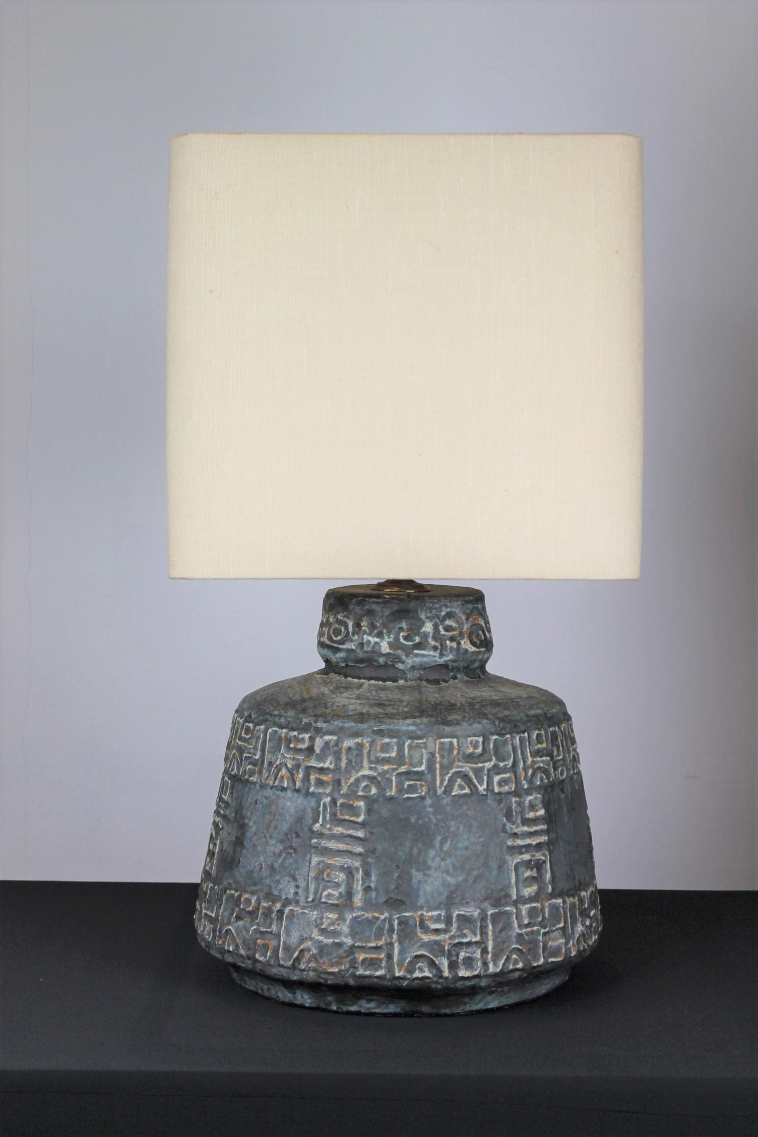 Blau Grau Keramik Stehlampe Basis, große Tischlampe Basis  (Töpferwaren) im Angebot