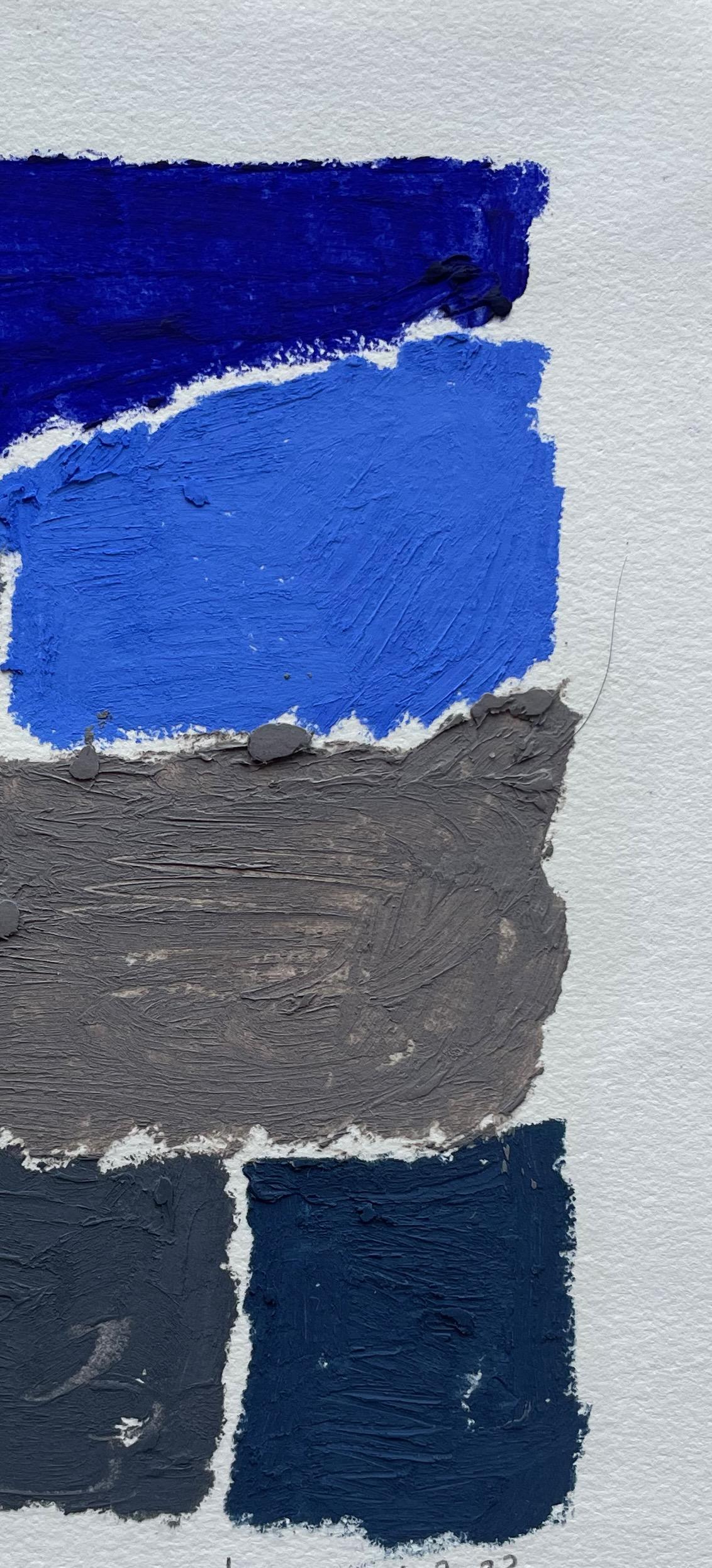 Blau, Grau, Taupe, Grün, Ölpastell des französischen Künstlers Hortense Reynaud, Frankreich (21. Jahrhundert und zeitgenössisch) im Angebot