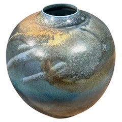 Blue Ground Multi Color Round Vase, China, Contemporary