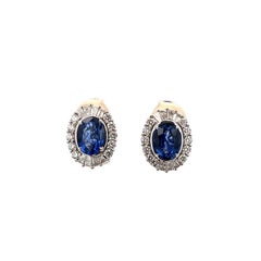 Blue Halo Sapphire Earrings 4.14 ct
