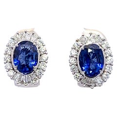 Blue Halo Sapphire Earrings 4.14 ct