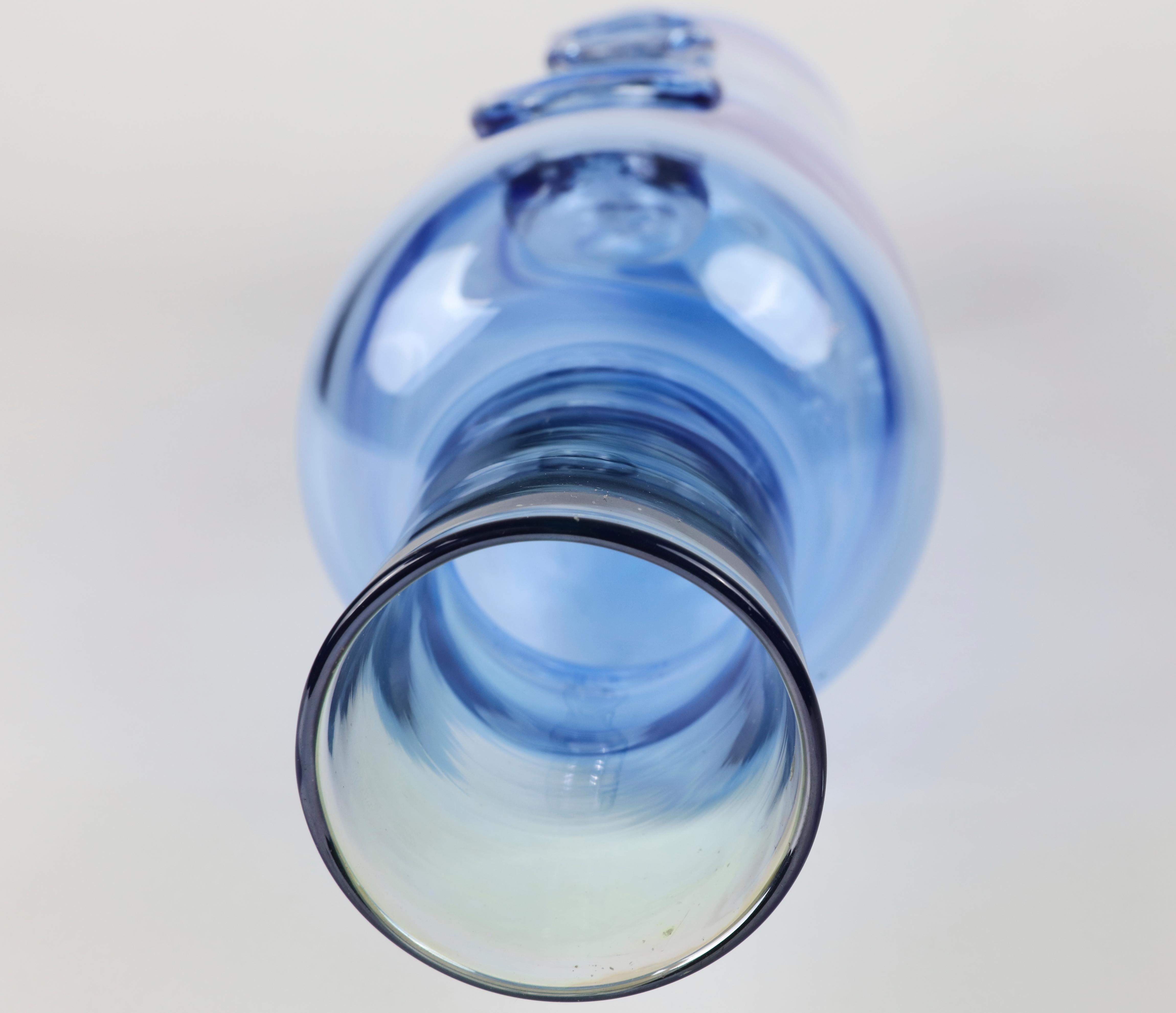 Contemporary Blue Hand Blown Bottle
