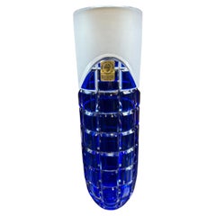 Blue Hand Cut Lead Crystal Vase by Caesar Crystal Bohemiae Co. Czech Republic