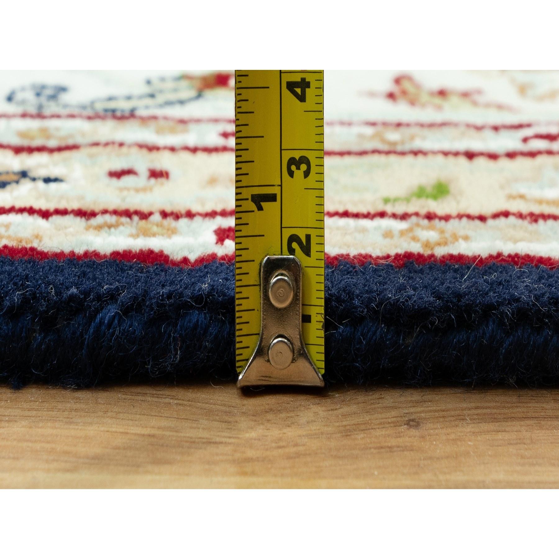 Blauer handgeknüpfter 250 KPSI Nain Design Orientalischer Teppich aus reiner Wolle 8'0