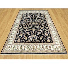 Blauer handgeknüpfter 250 KPSI Nain Design Orientalischer Teppich aus reiner Wolle 8'0" x 10'3"