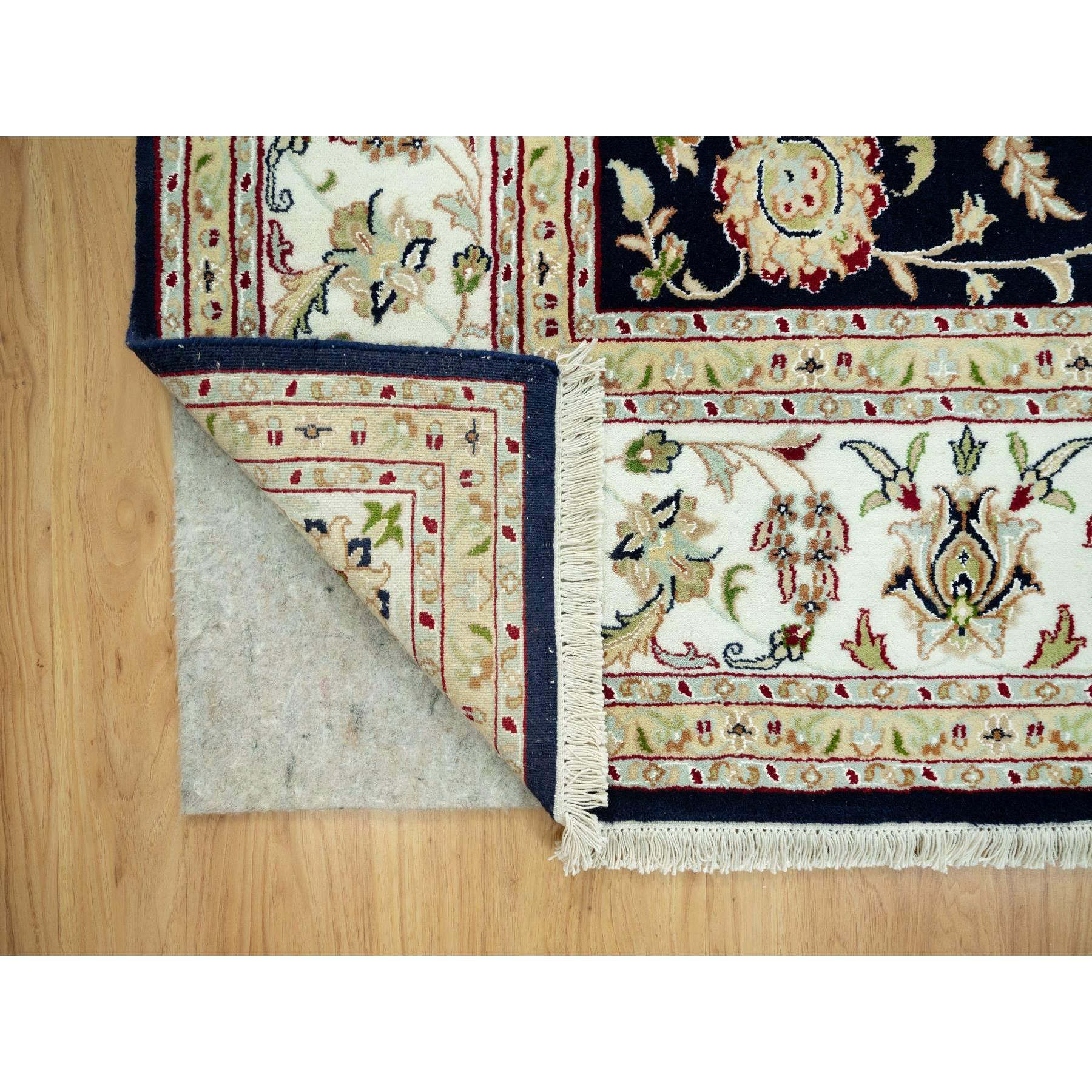Blauer handgeknüpfter 250 KPSI Nain Design Orientalischer Teppich aus reiner Wolle 8'0