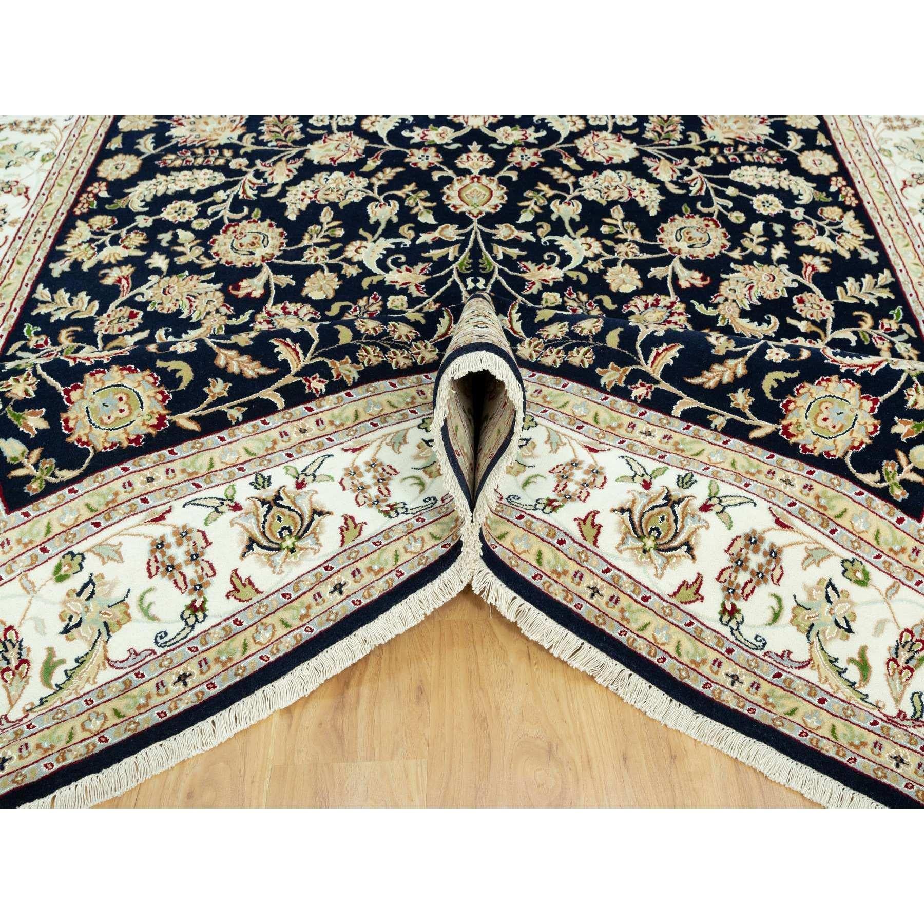 Blauer handgeknüpfter 250 KPSI Nain Design Orientalischer Teppich aus reiner Wolle 8'0