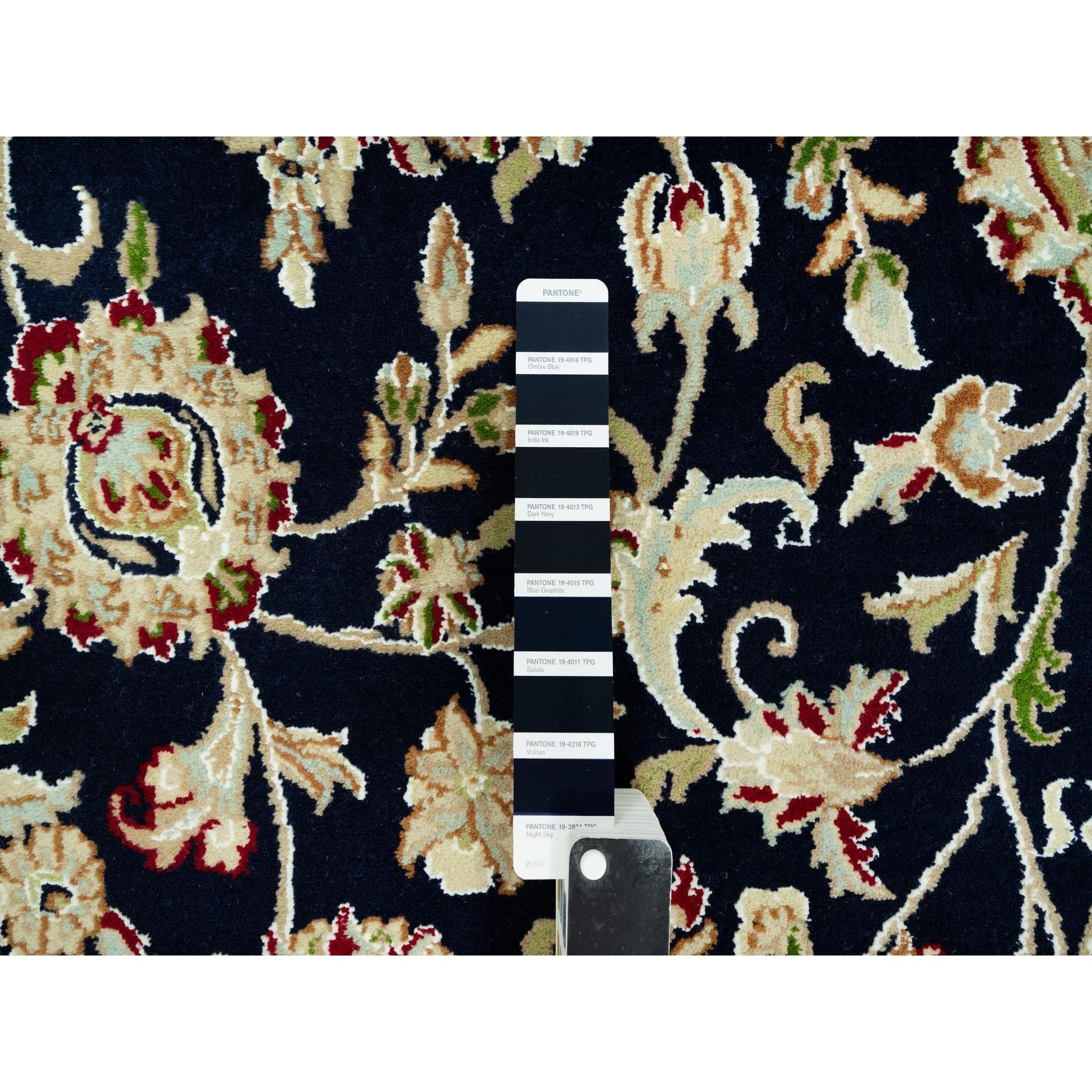 Blauer handgeknüpfter 250 KPSI Nain Design Orientalischer Teppich aus reiner Wolle 8'0
