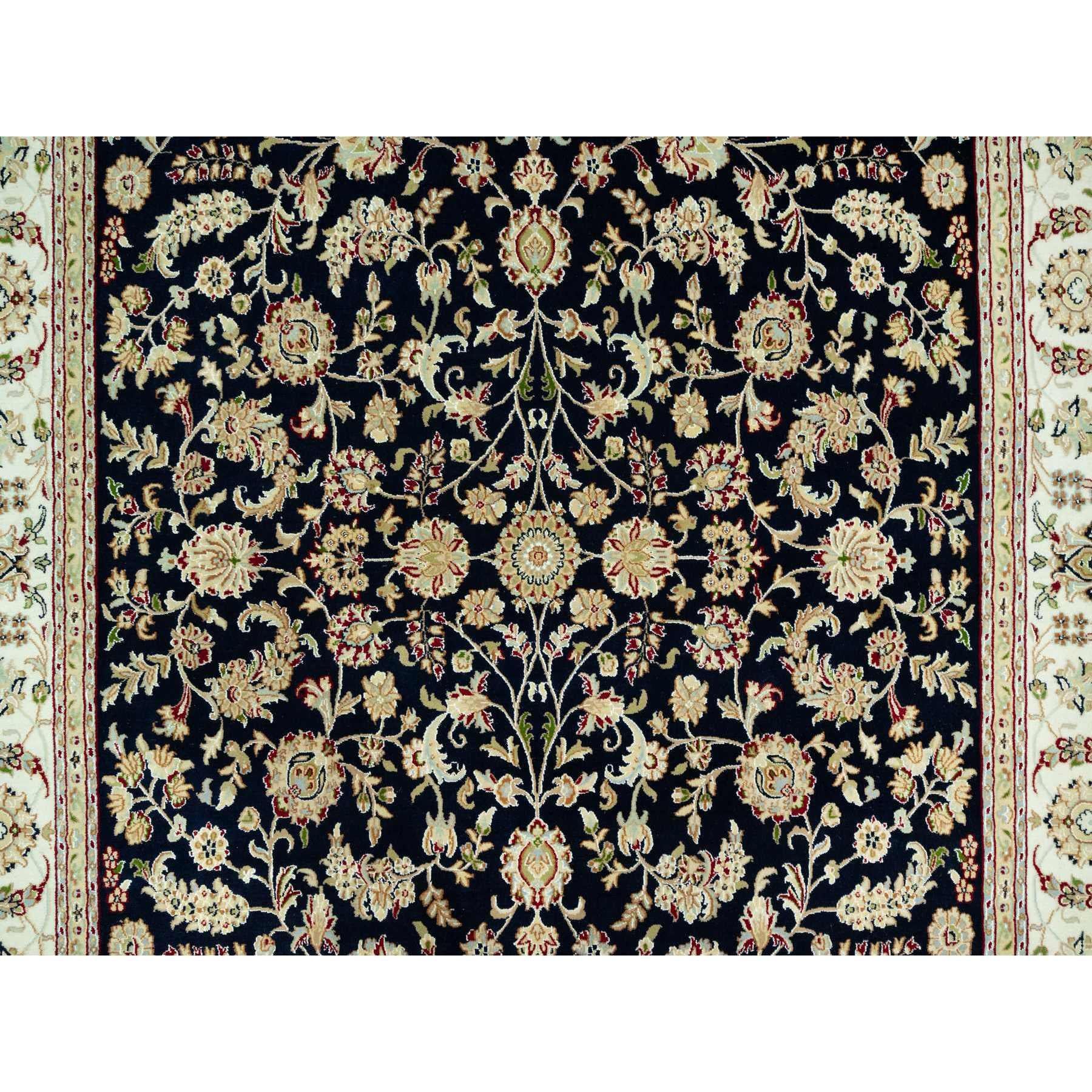 Blauer handgeknüpfter 250 KPSI Nain Design Orientalischer Teppich aus reiner Wolle 8'0