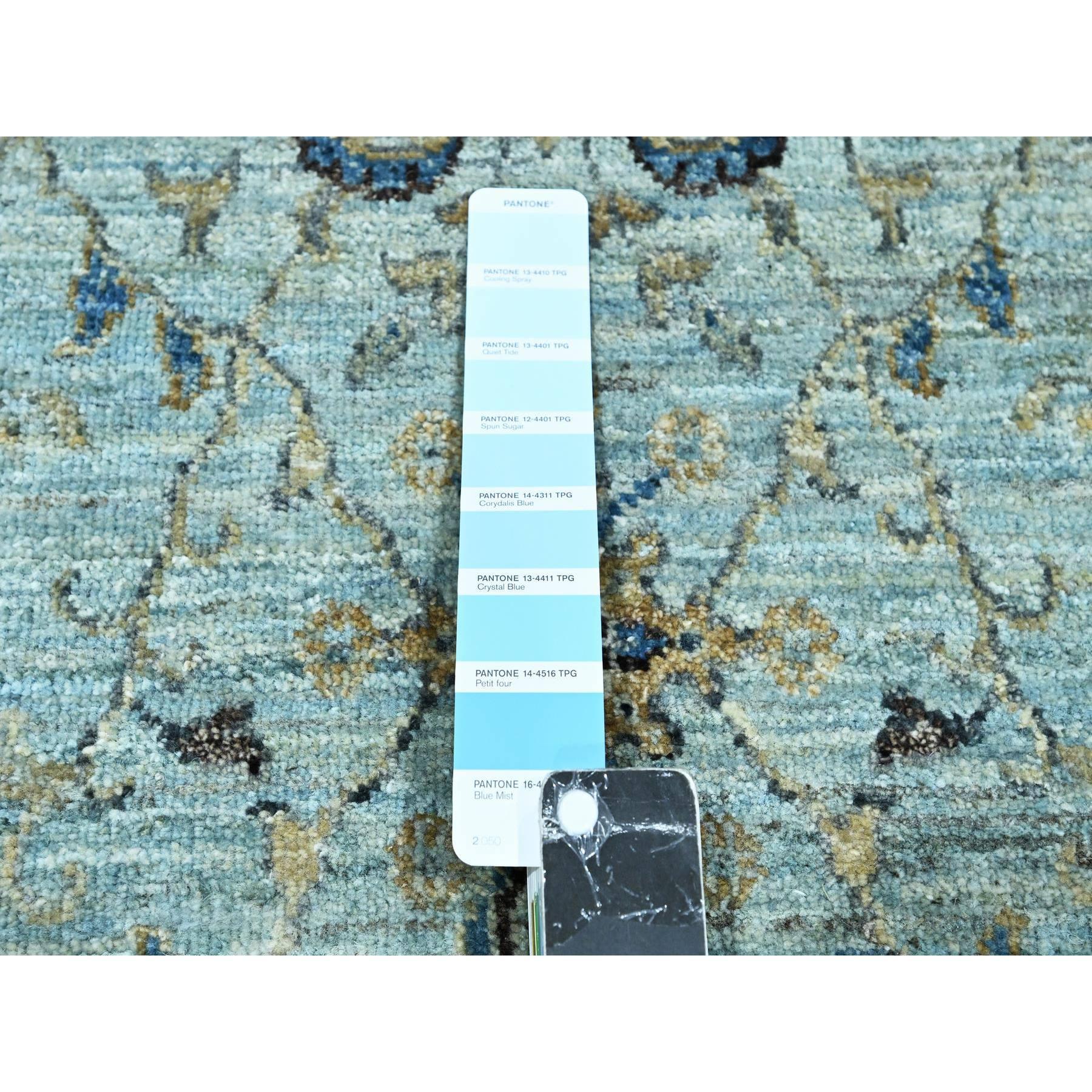 Annodato a mano Tappeto blu annodato a mano Agra Shah Abbas Vines Design All Wool 2'6