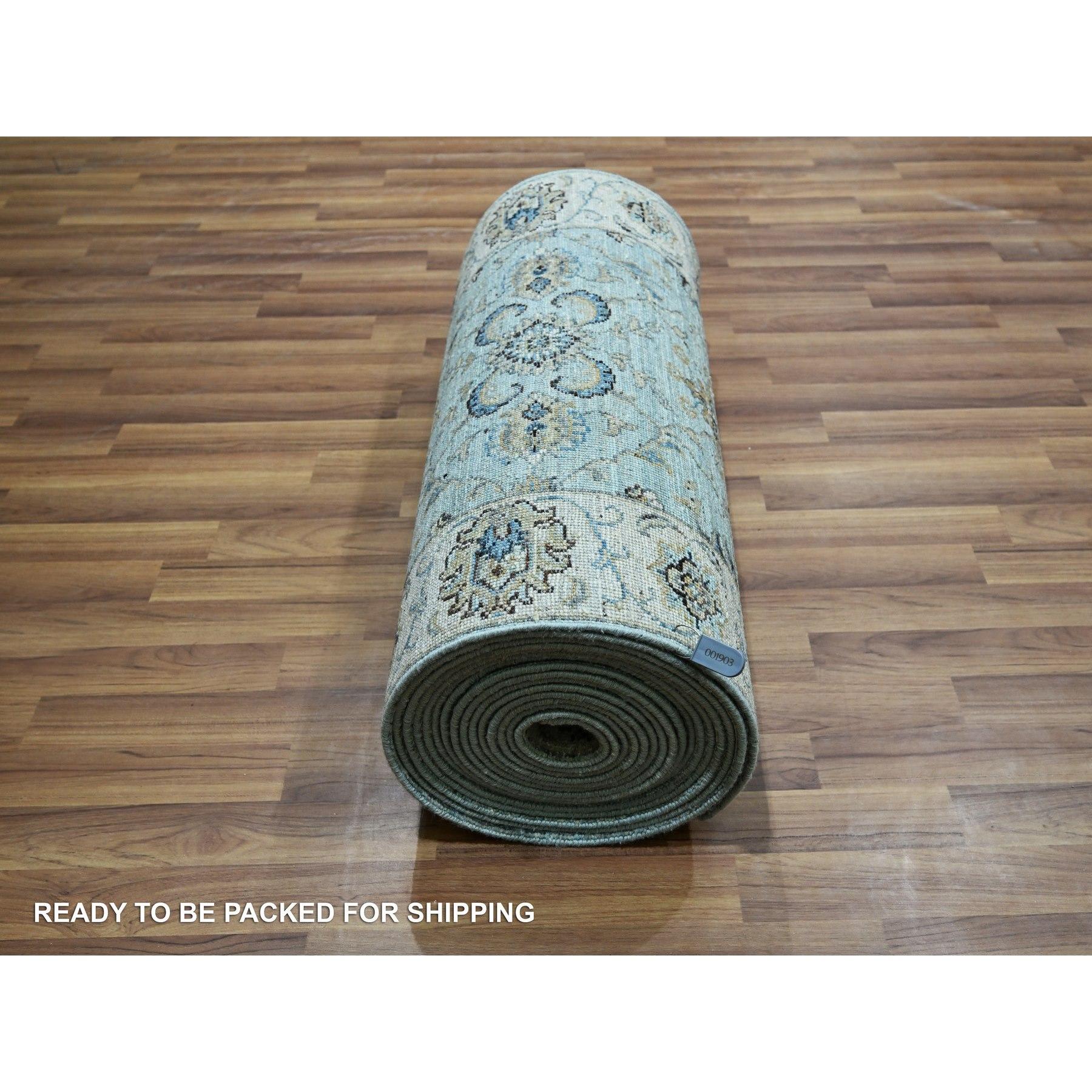 Tappeto blu annodato a mano Agra Shah Abbas Vines Design All Wool 2'6