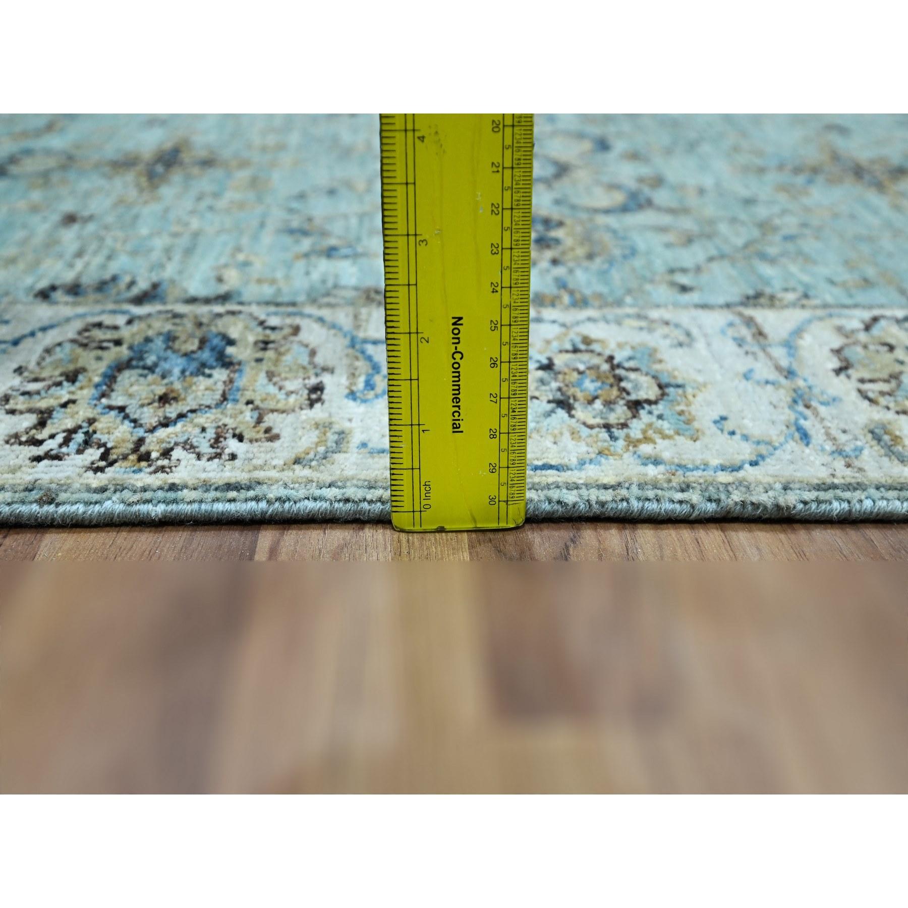 XXI secolo e contemporaneo Tappeto blu annodato a mano Agra Shah Abbas Vines Design All Wool 2'6