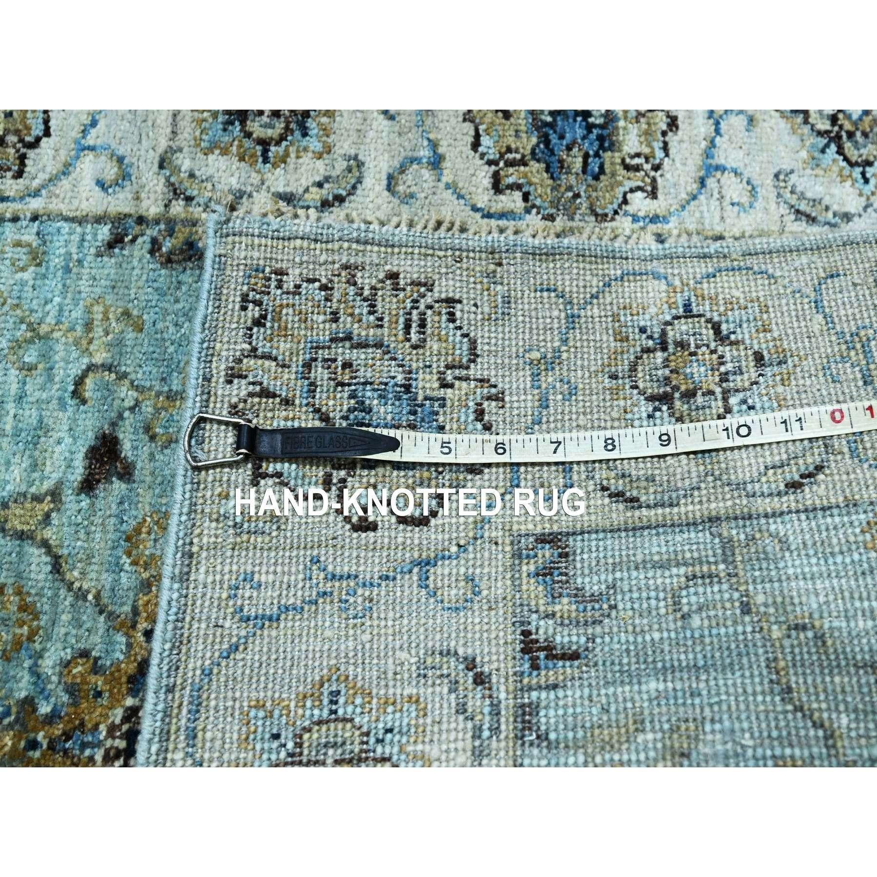 Lana Tappeto blu annodato a mano Agra Shah Abbas Vines Design All Wool 2'6