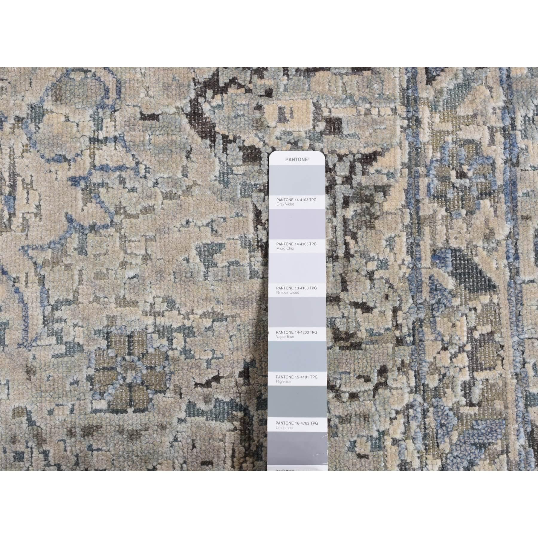 XXI secolo e contemporaneo Tappeto quadrato blu annodato a mano in pura seta e lana Design/One 10'2