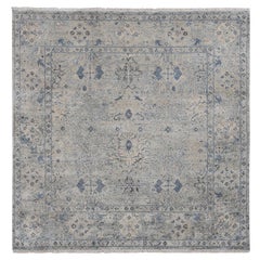Tappeto quadrato blu annodato a mano in pura seta e lana Design/One 10'2" x 10'2"