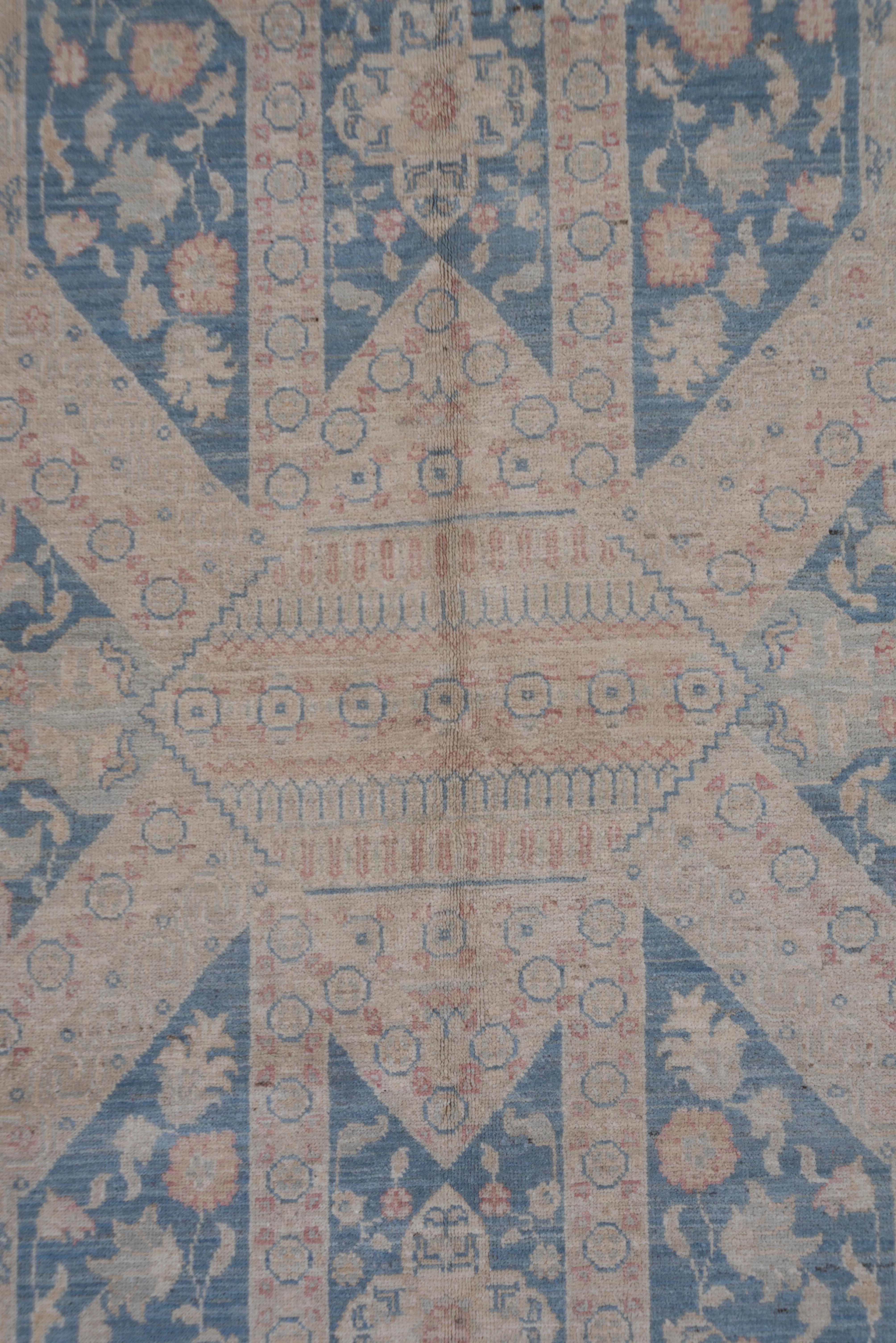 Blue Hand Knotted Tribal Afghan Carpet For Sale 1