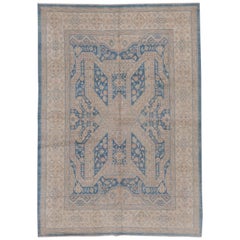 Blue Hand Knotted Tribal Afghan Carpet
