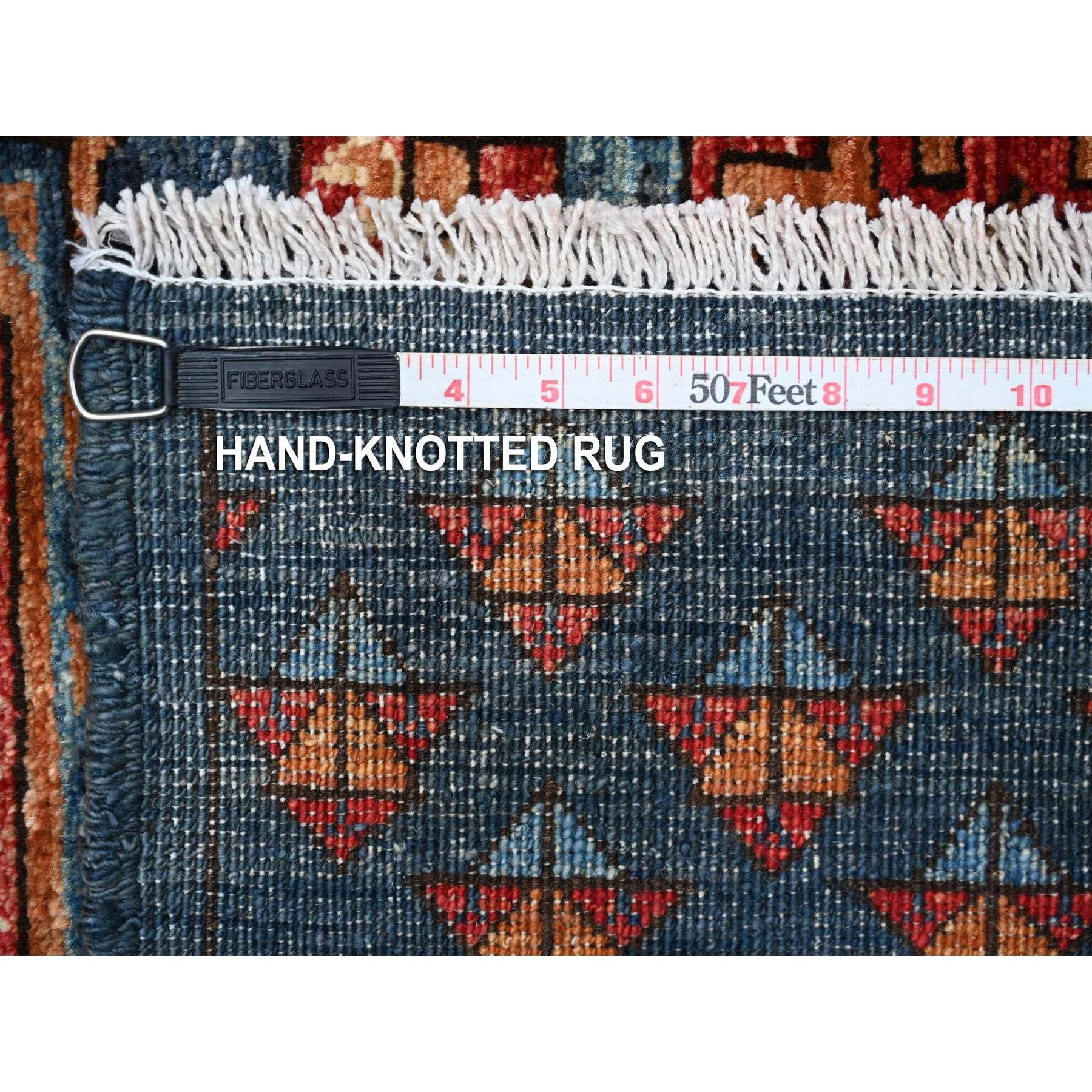 Blue Hand Knotted Wool Afghan Ersari Elephant Feet Oriental Rug 9'0