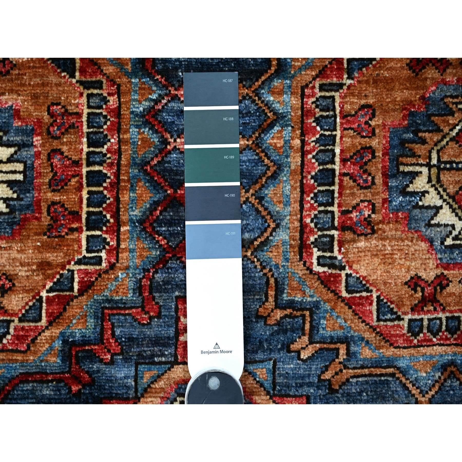 Blue Hand Knotted Wool Afghan Ersari Elephant Feet Oriental Rug 9'0