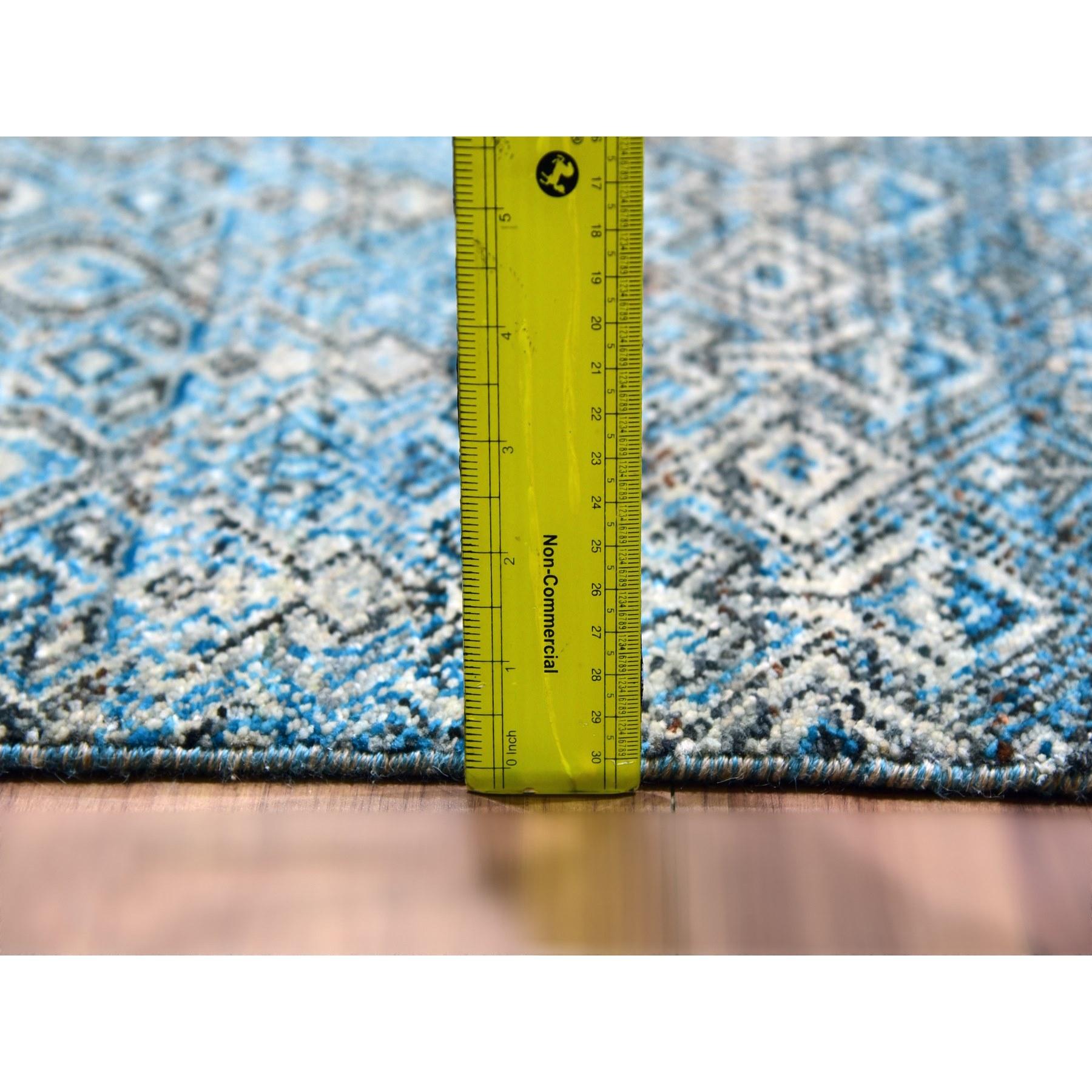 Blauer handgeknüpfter Wollteppich Kohinoor Herat Repetitives Design Übergroßer Orientteppich im Angebot 3