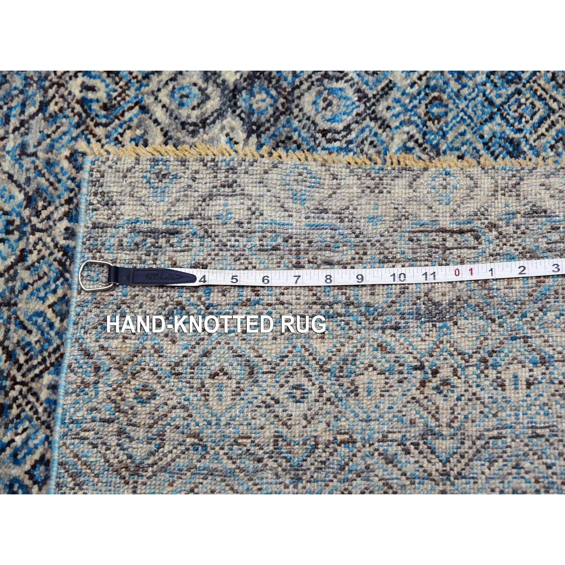 Blauer handgeknüpfter Wollteppich Kohinoor Herat Repetitives Design Übergroßer Orientteppich im Angebot 4
