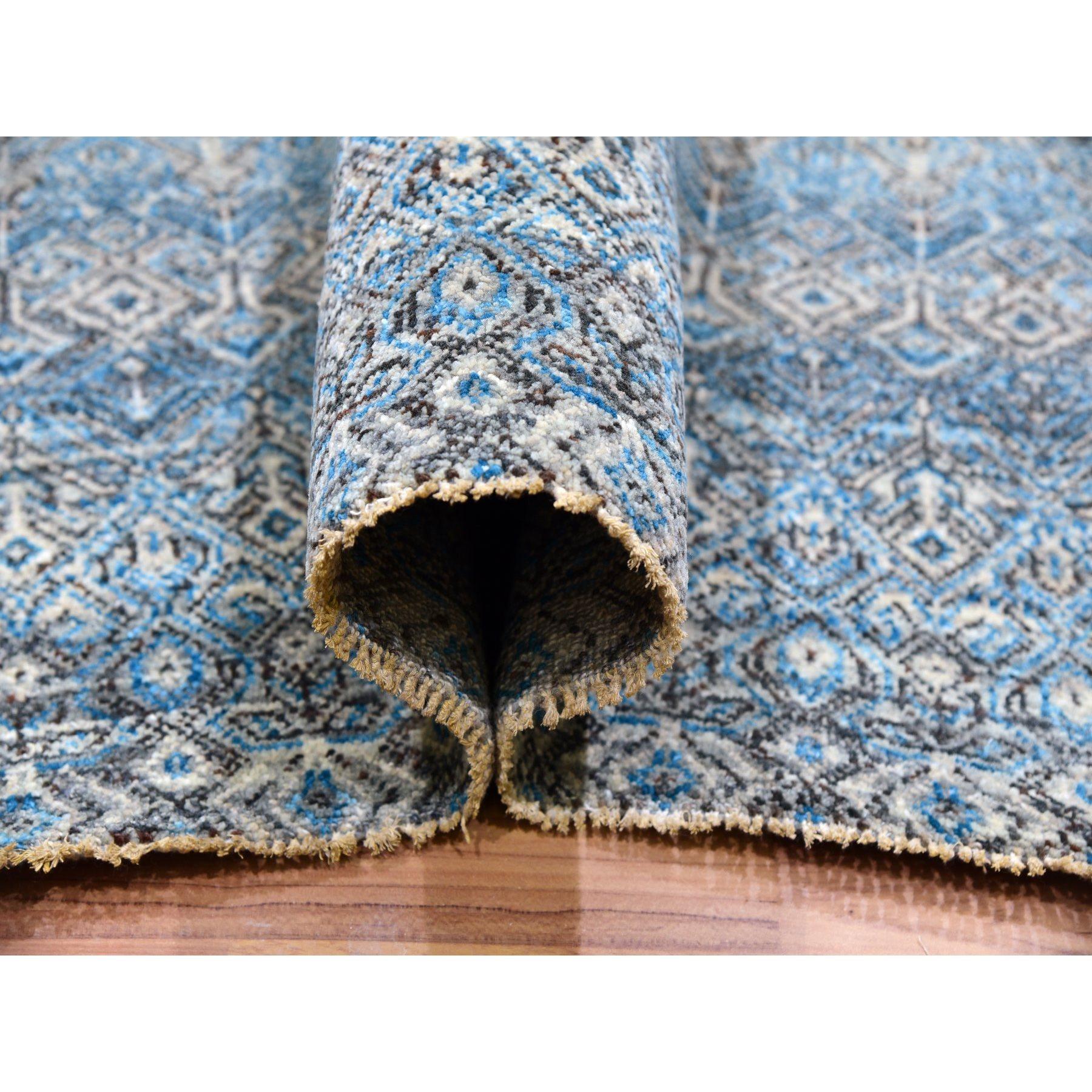 Blauer handgeknüpfter Wollteppich Kohinoor Herat Repetitives Design Übergroßer Orientteppich im Zustand „Neu“ im Angebot in Carlstadt, NJ