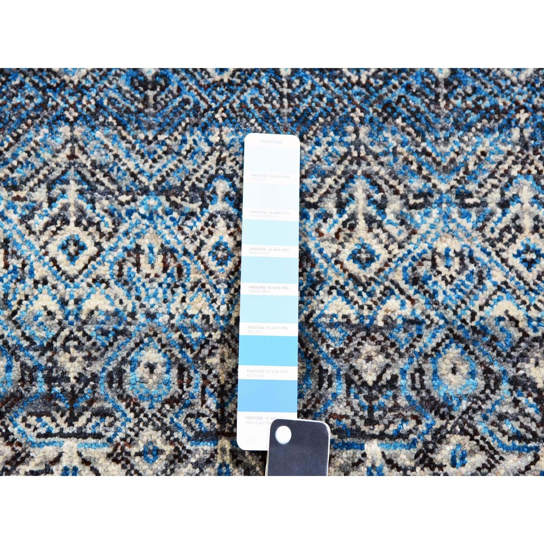Blauer handgeknüpfter Wollteppich Kohinoor Herat Repetitives Design Übergroßer Orientteppich (Wolle) im Angebot