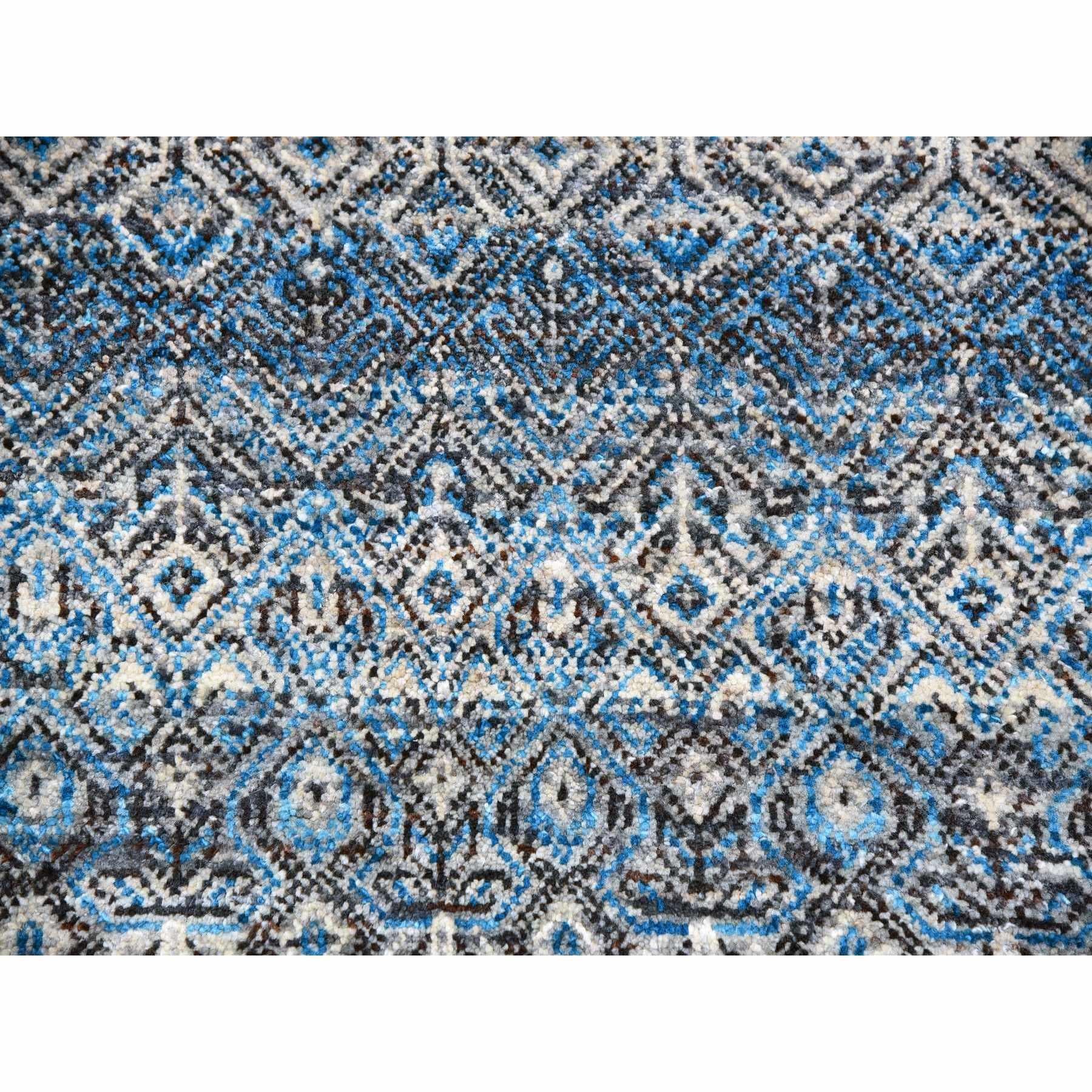 Blauer handgeknüpfter Wollteppich Kohinoor Herat Repetitives Design Übergroßer Orientteppich im Angebot 1