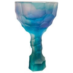 Blue Hand-Sculpted Crystal Glass by Alissa Volchkova