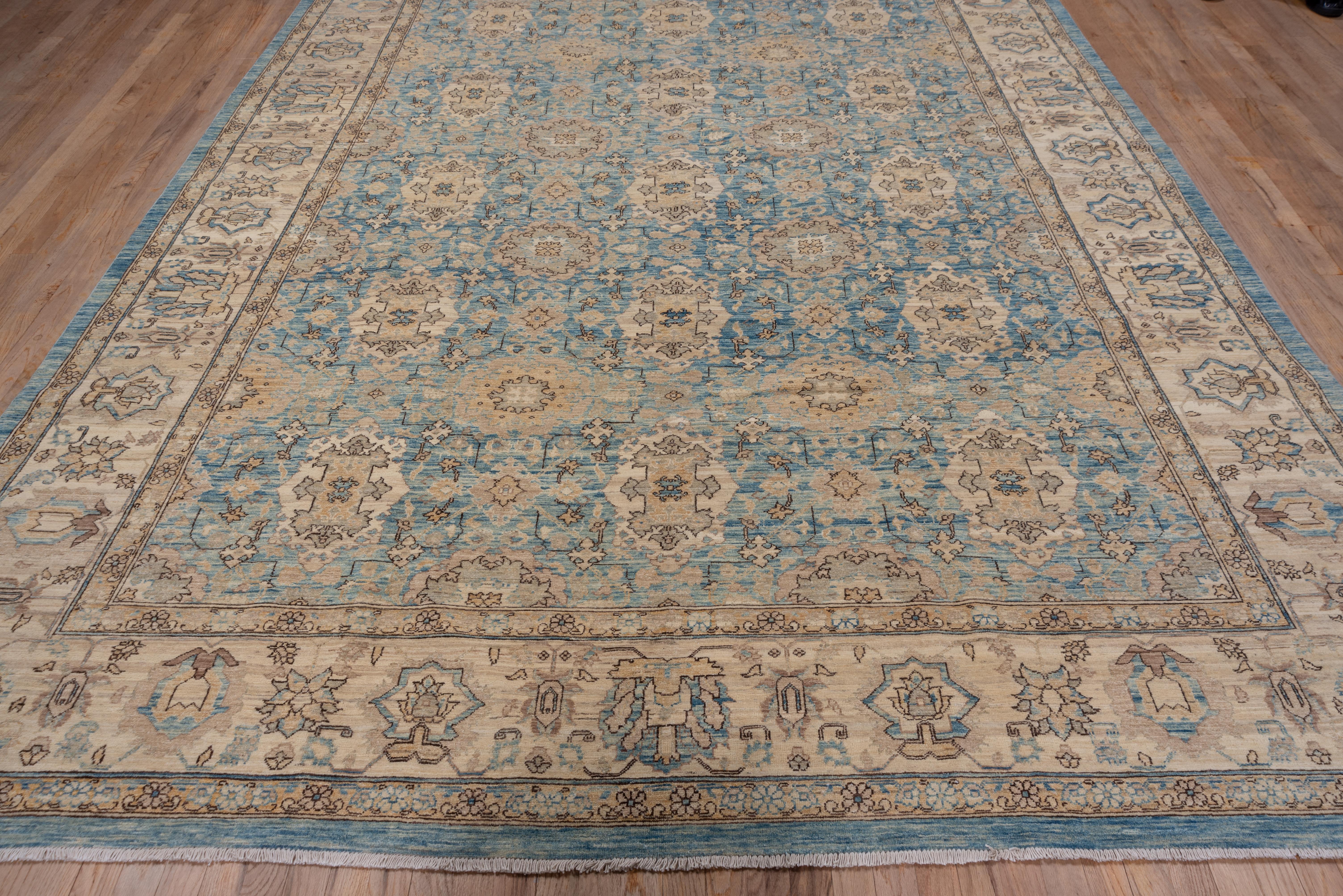 Hand-Knotted Blue Persian Tabriz Carpet For Sale