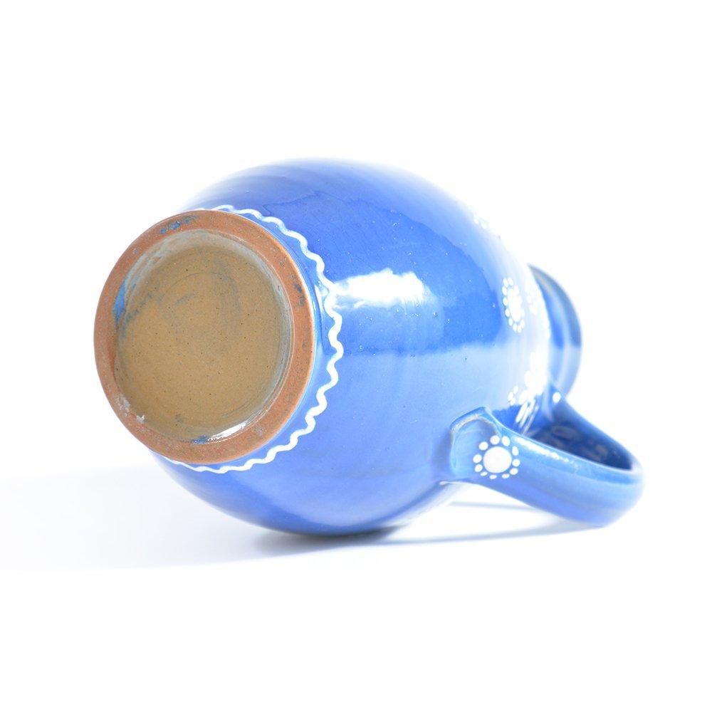 Céramique Pichet ou vase en céramique bleu faits à la main, artisanat Slovaquie, vers 1950 en vente