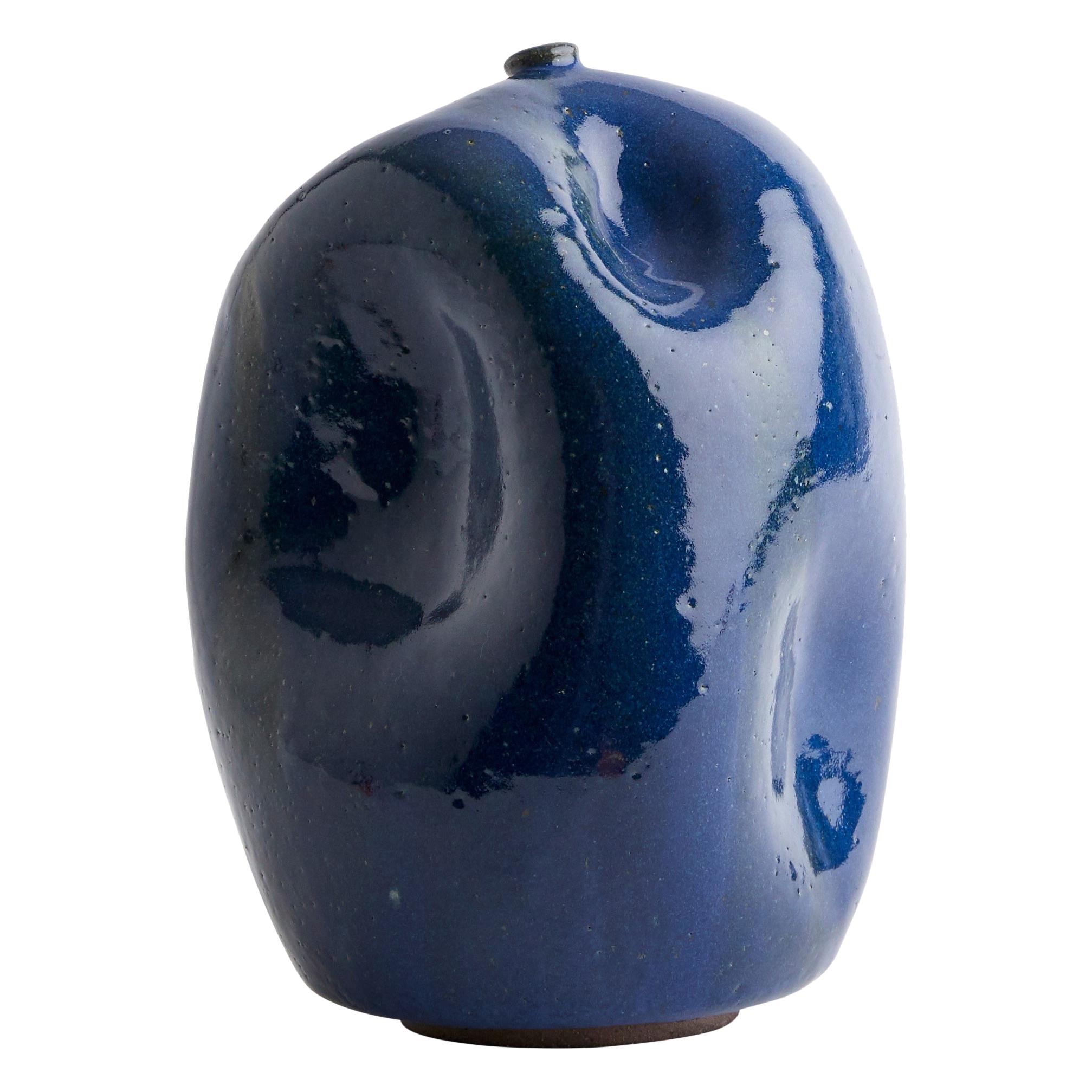 Blue Handmade Contemporary Ceramic Vase / Interior Sculpture / Wabi Sabi