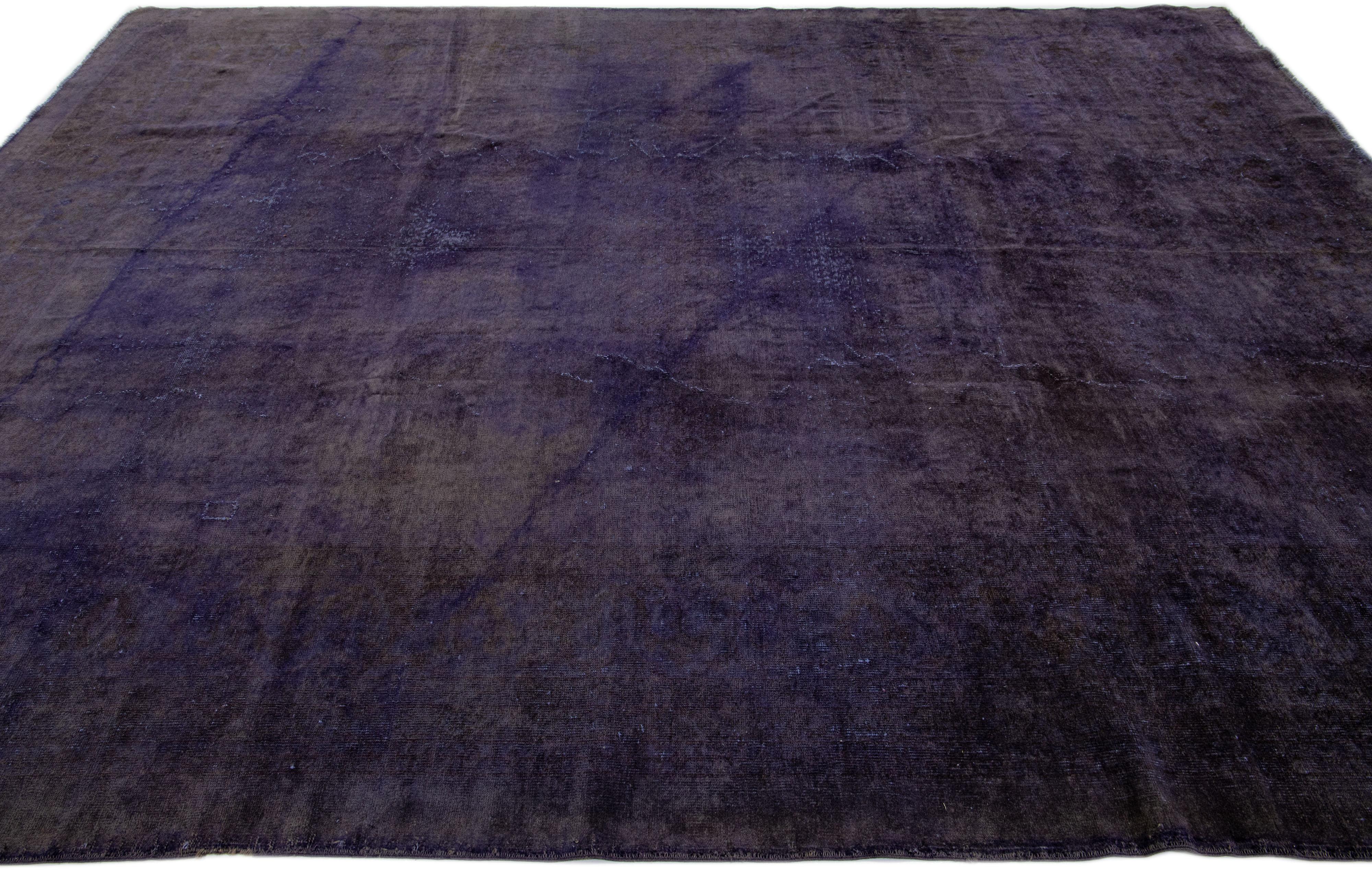 Persian Blue Handmade Vintage Overdyed Wool Rug with Allover Motif For Sale