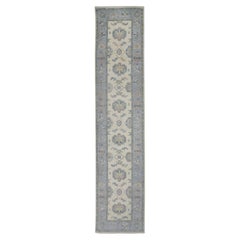 Blue Handwoven Wool Turkish Oushak Runner 3'10" X 17'5"